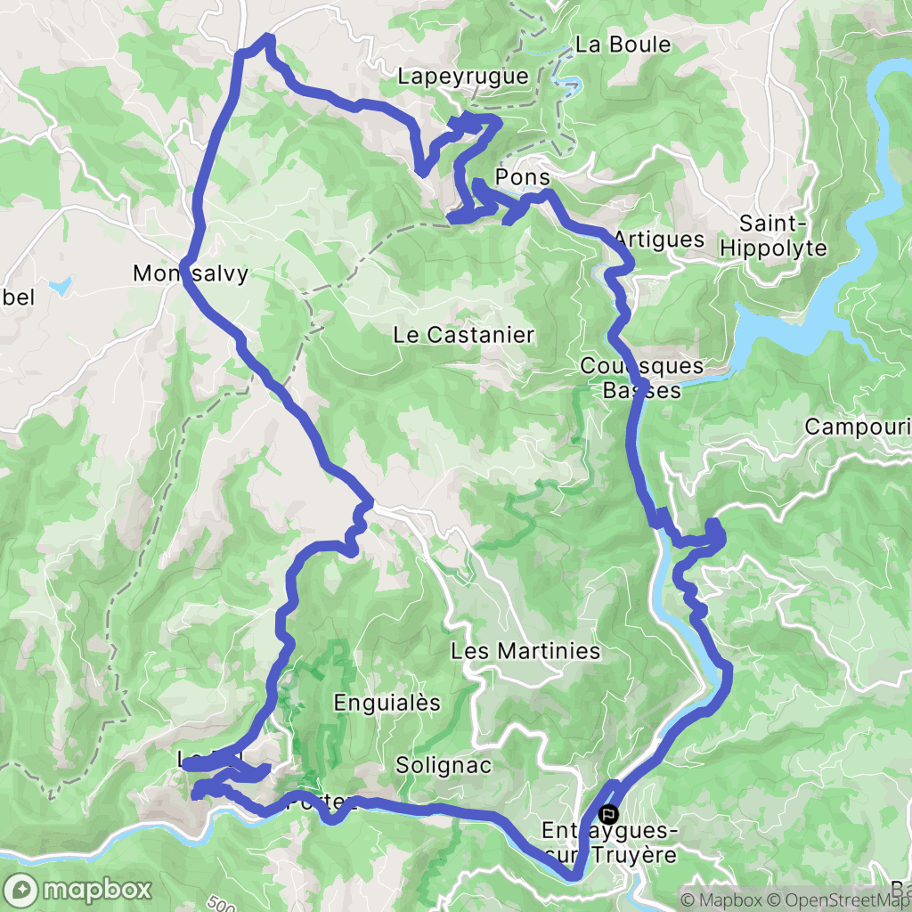 Entraygues-sur-Truyère : carte du parcours de randonnée - France