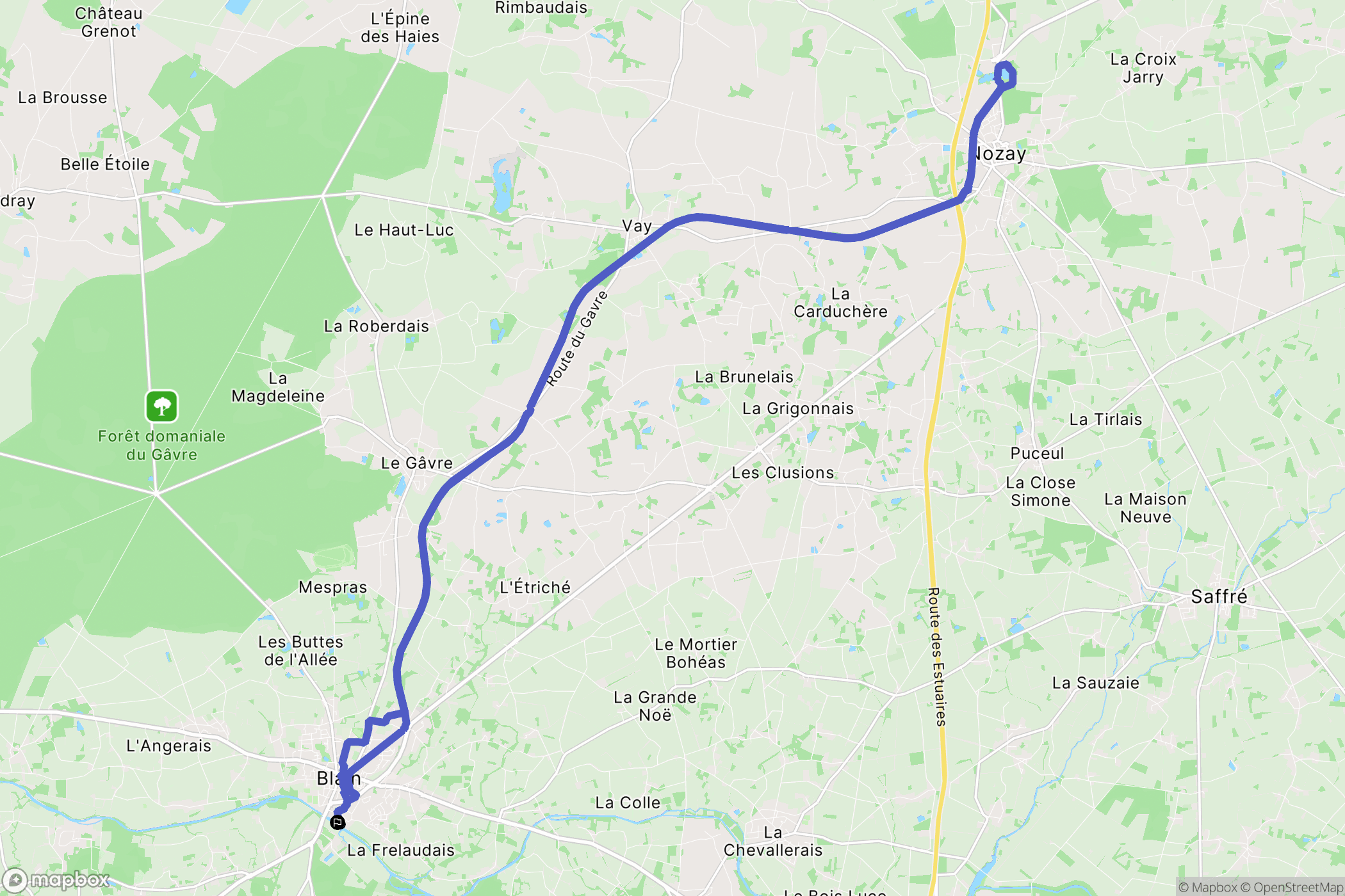 Blain : carte du parcours de randonnée - France