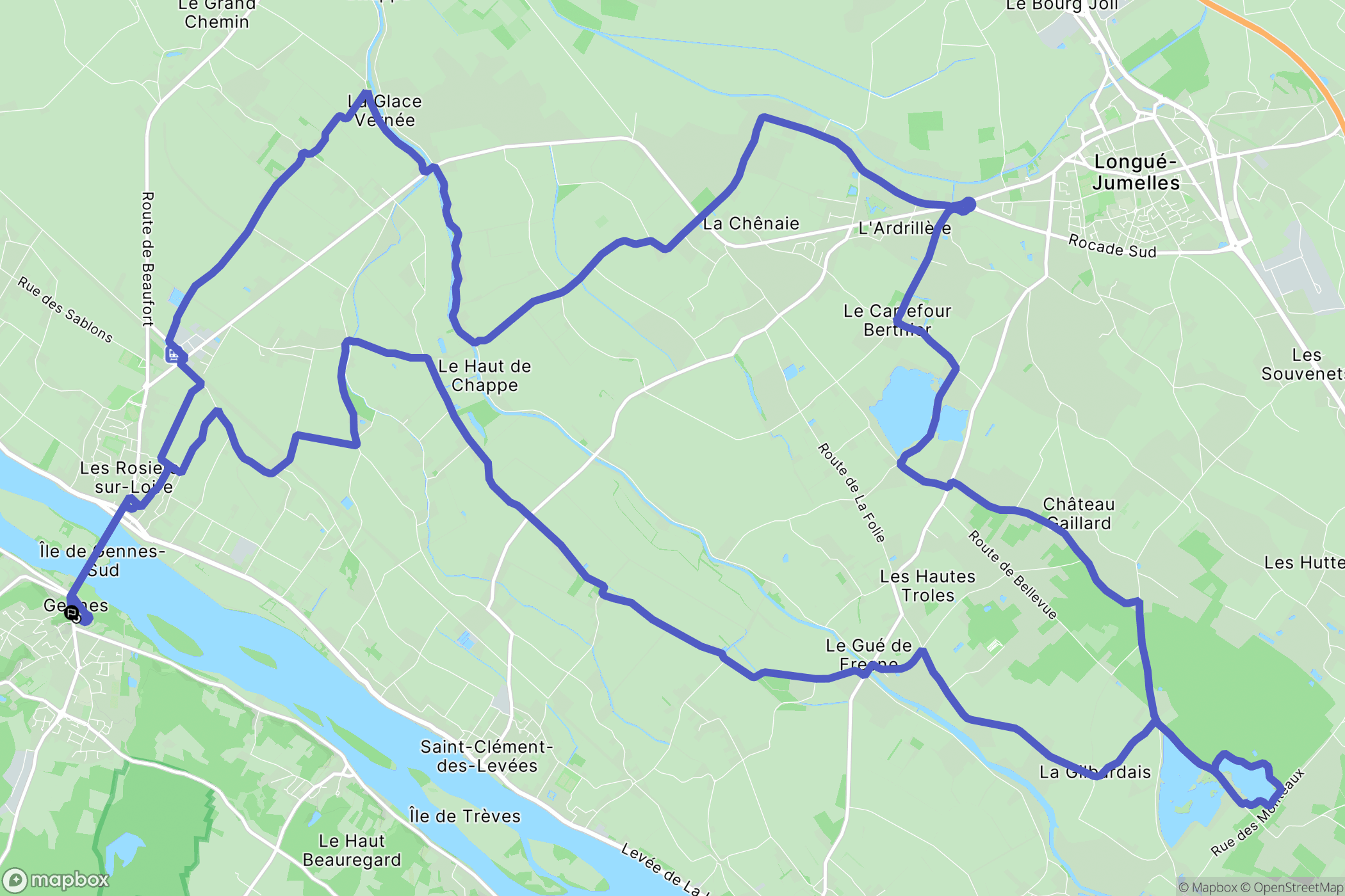Gennes-Val-de-Loire : carte du parcours de randonnée - France