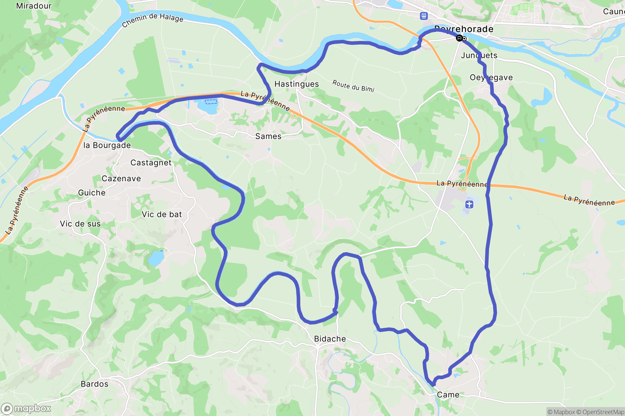 Peyrehorade : carte du parcours de randonnée - France