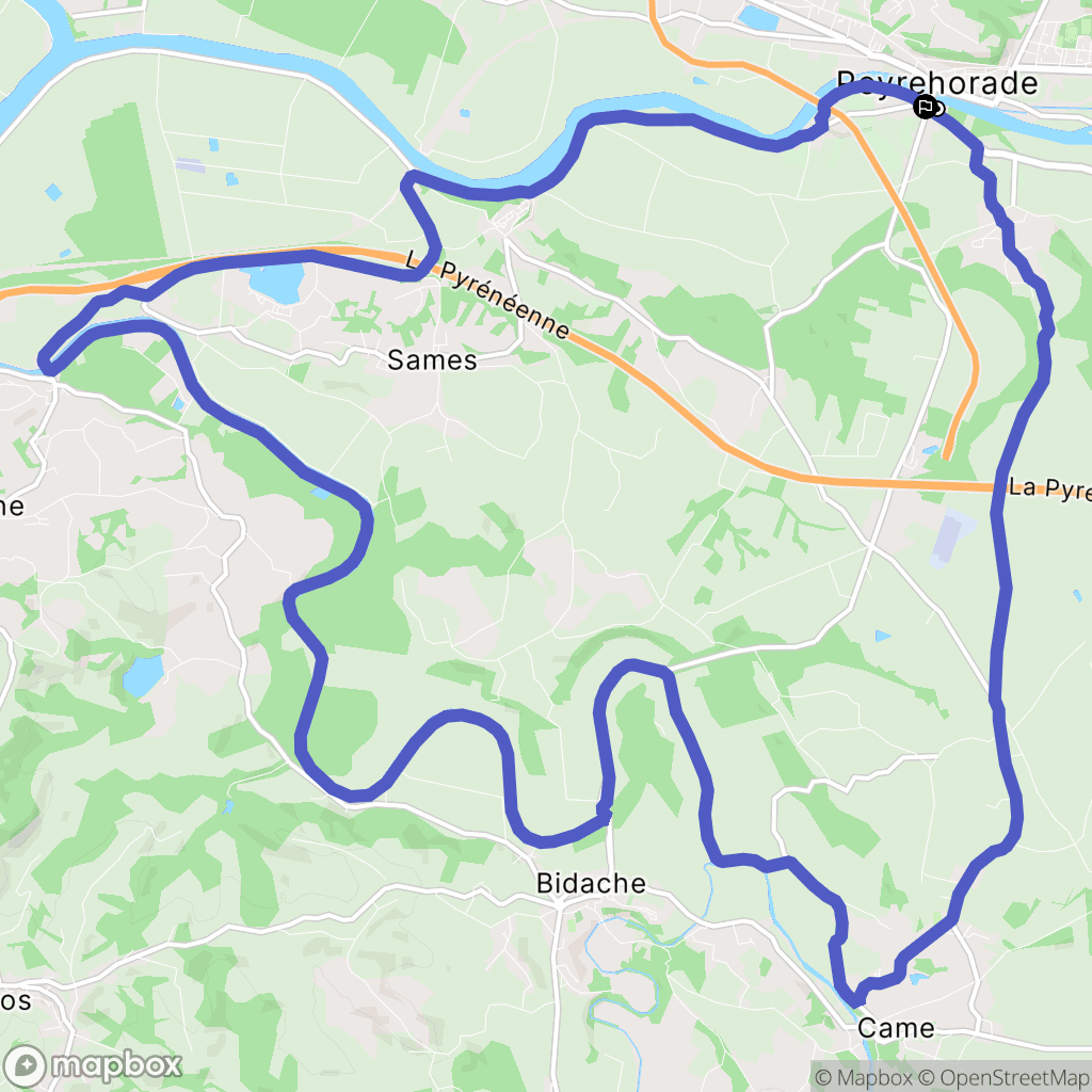 Peyrehorade : carte du parcours de randonnée - France