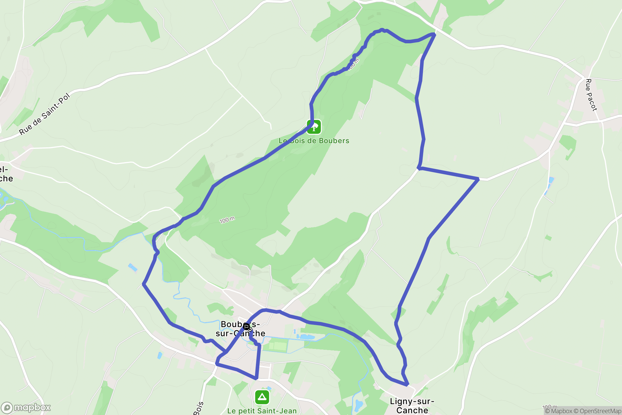 Boubers-sur-Canche : carte du parcours de randonnée - France