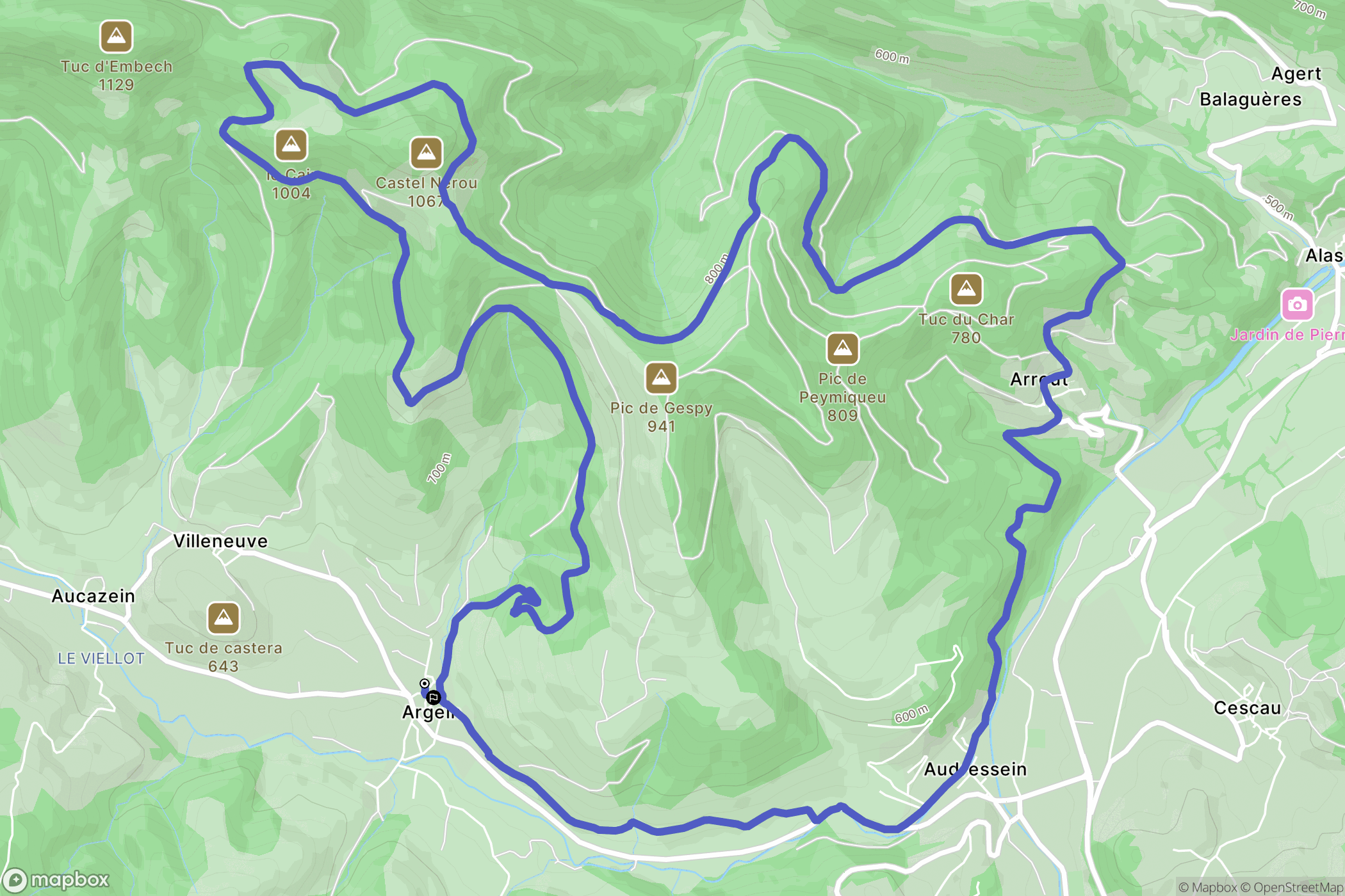 Argein : carte du parcours de randonnée - France