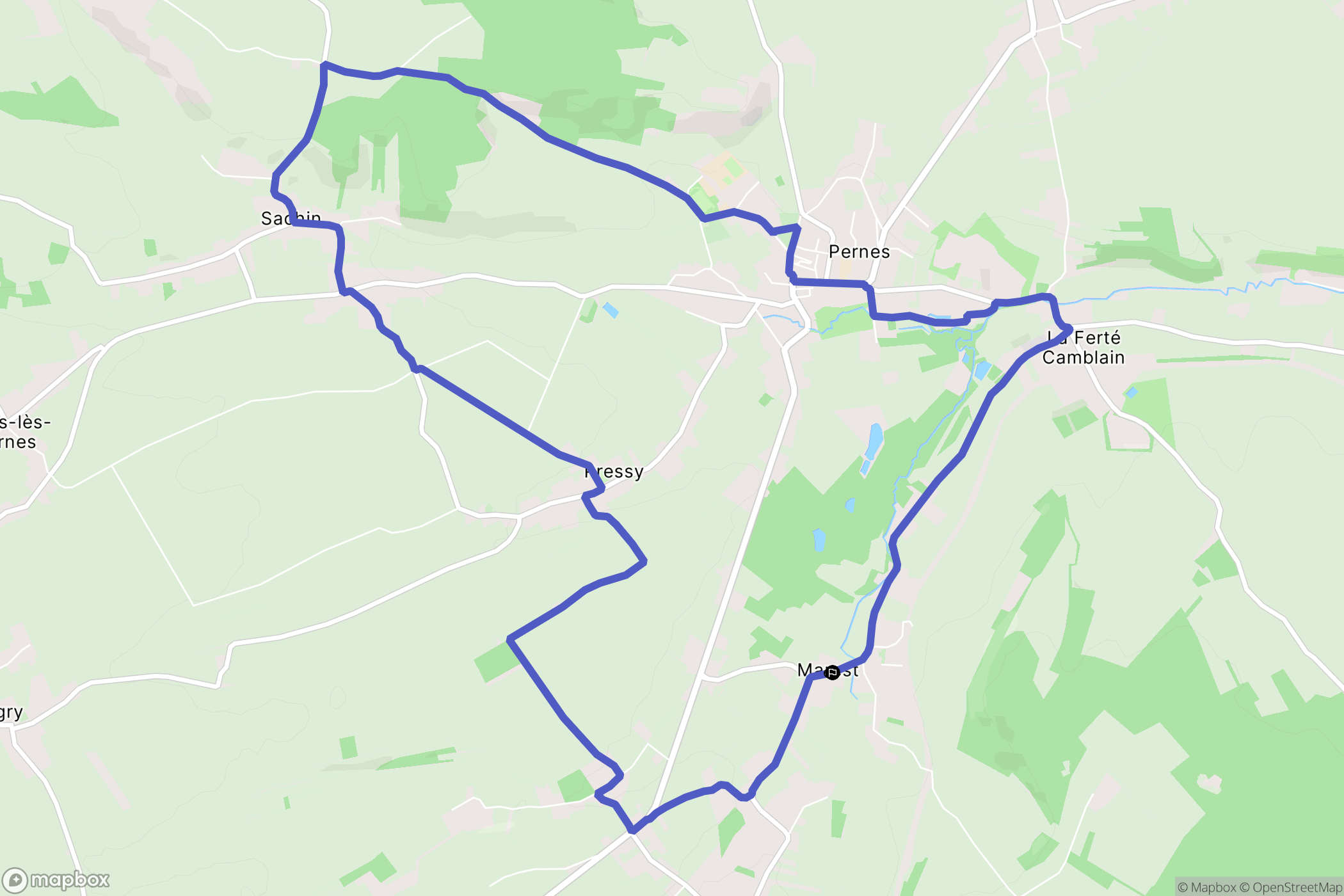 Marest : carte du parcours de randonnée - France