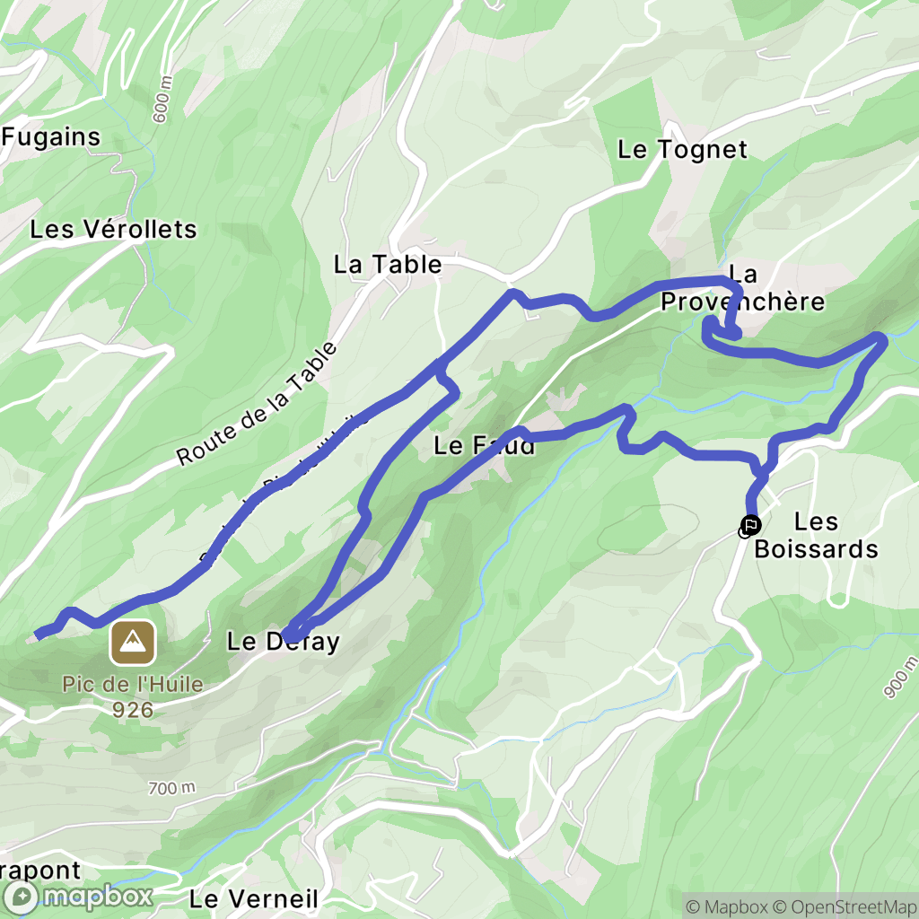La Table : carte du parcours de randonnée - France