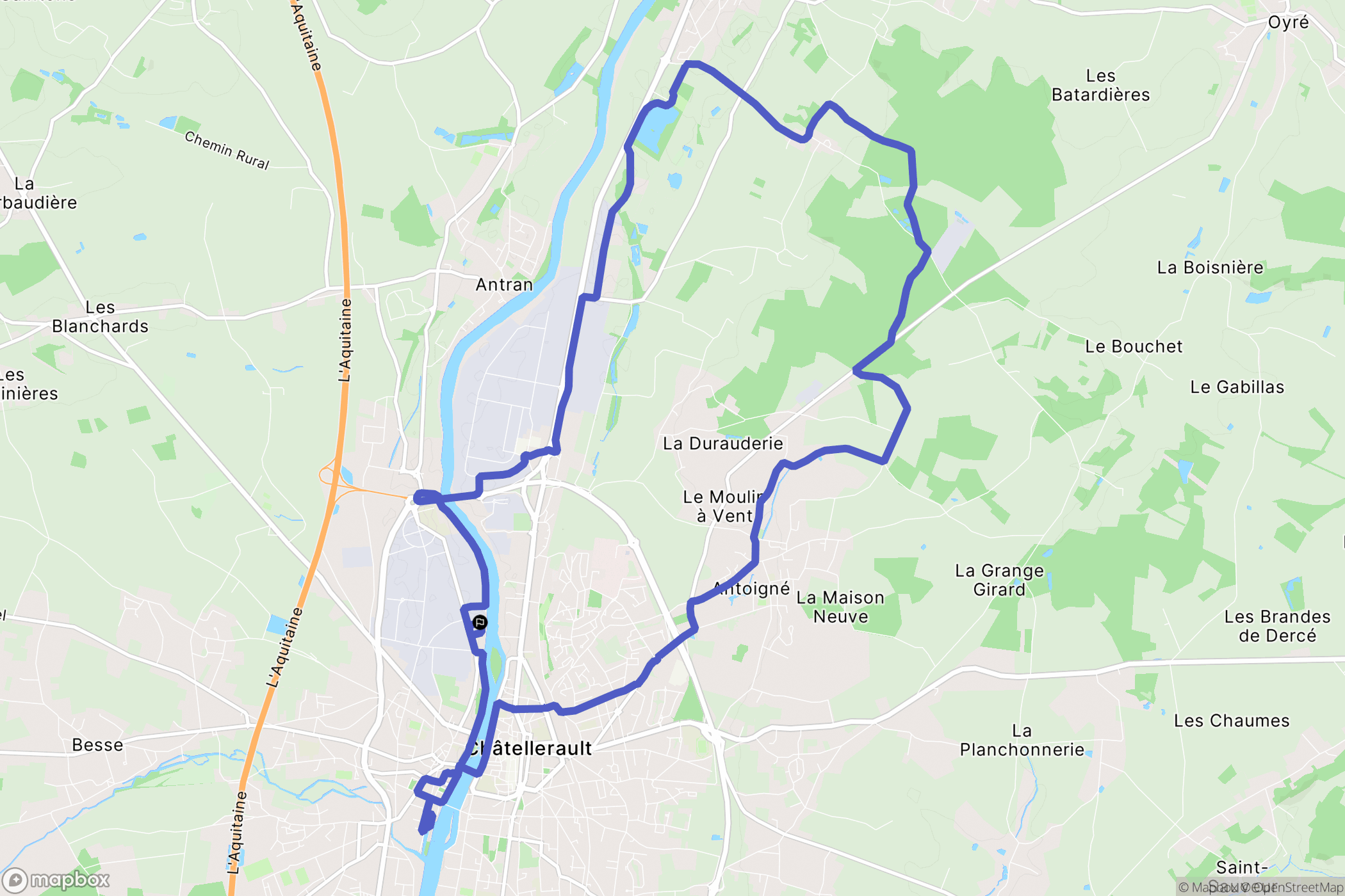 Châtellerault : carte du parcours de randonnée - France