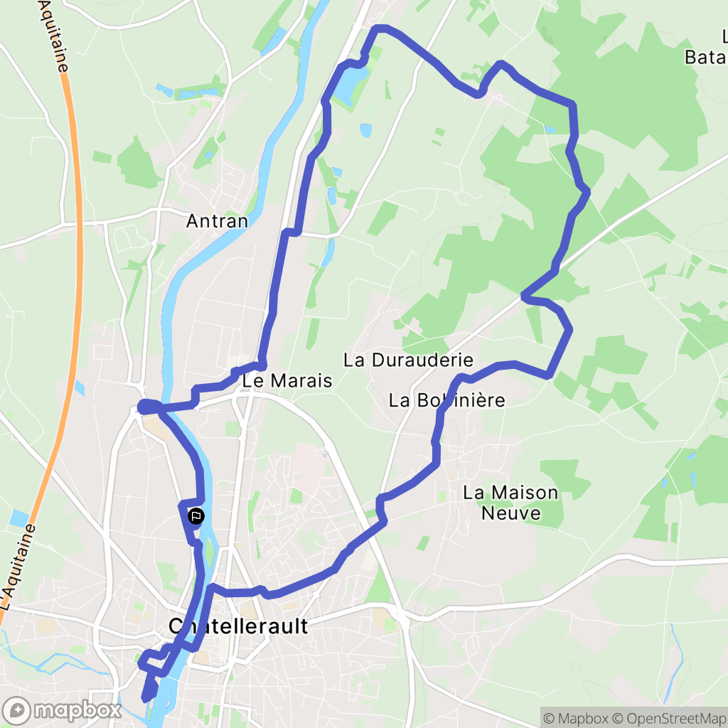 Châtellerault : carte du parcours de randonnée - France