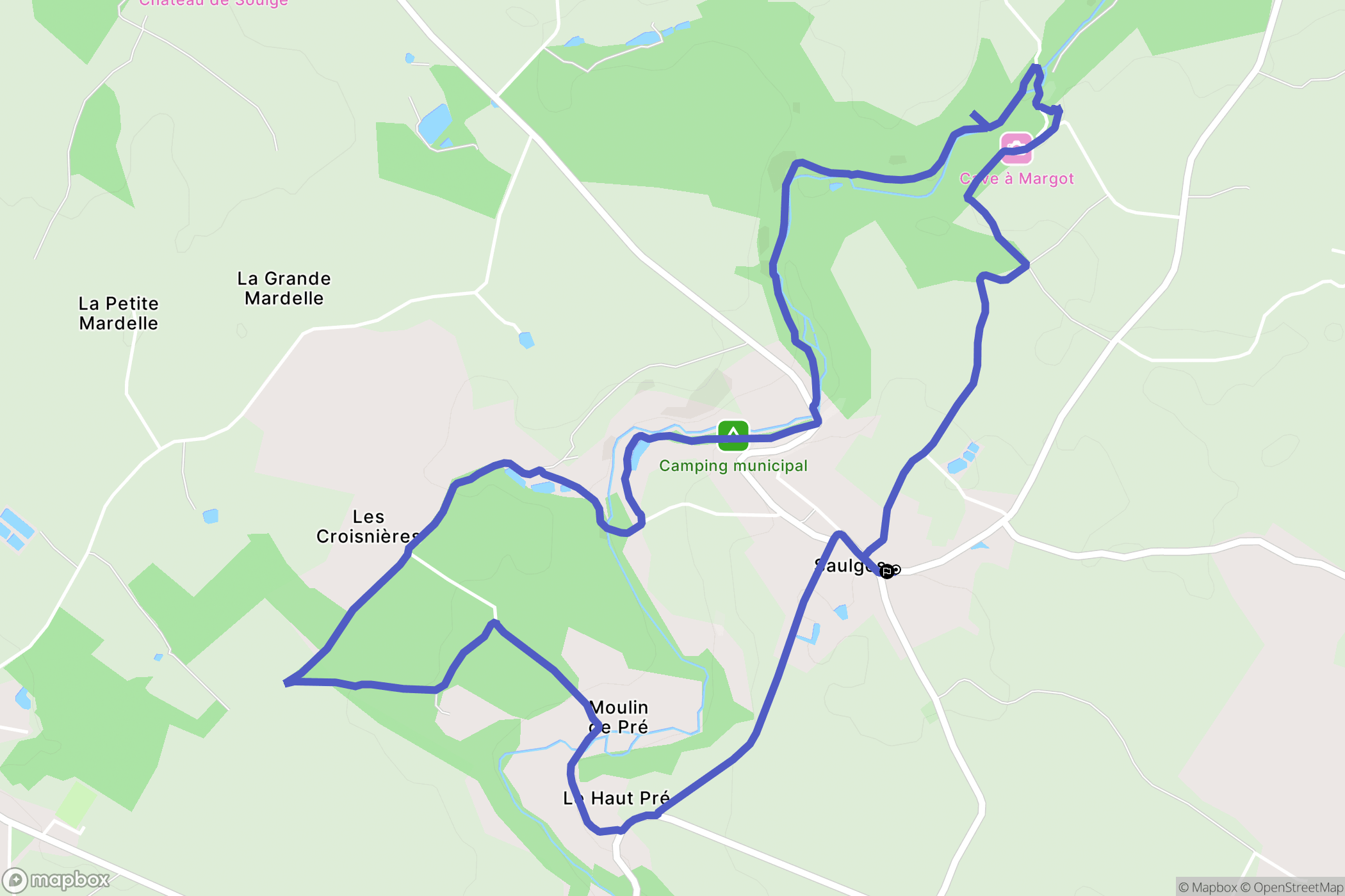Saulges : carte du parcours de randonnée - France
