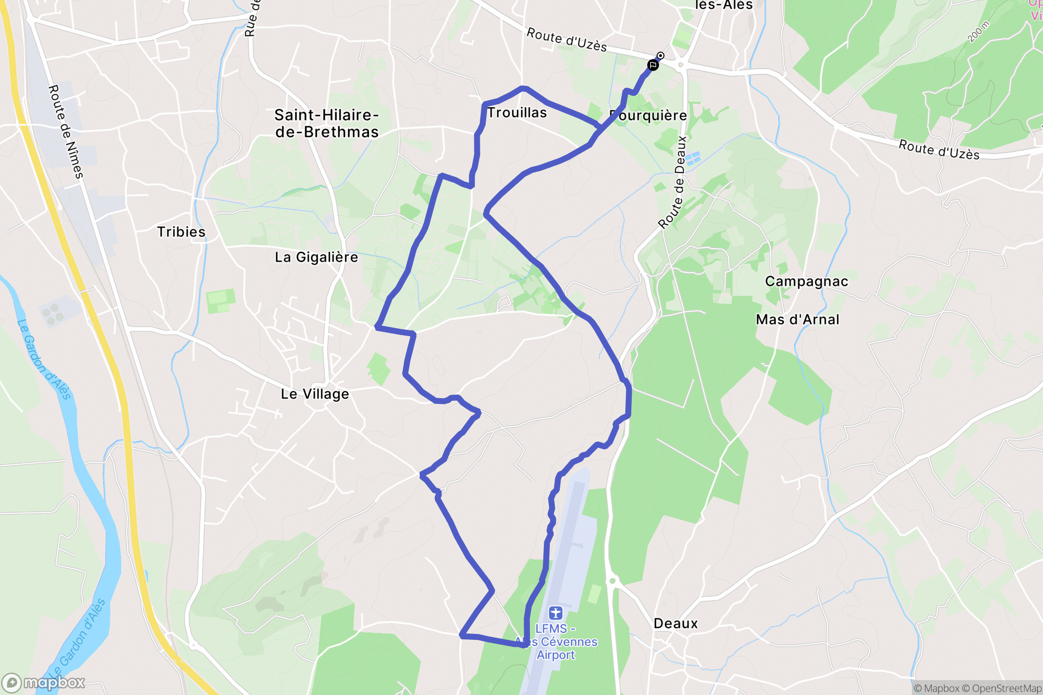 Méjannes-lès-Alès : carte du parcours de randonnée - France