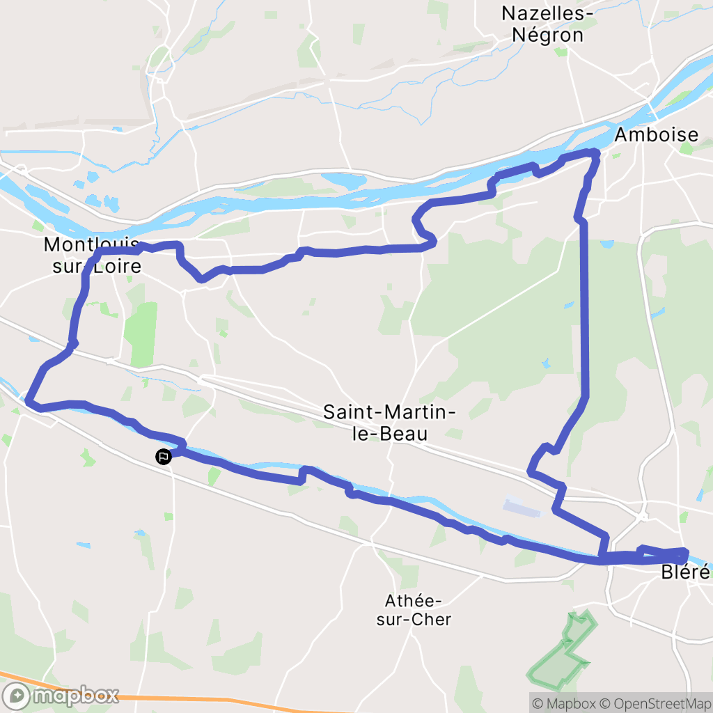 Azay-sur-Cher : carte du parcours de randonnée - France