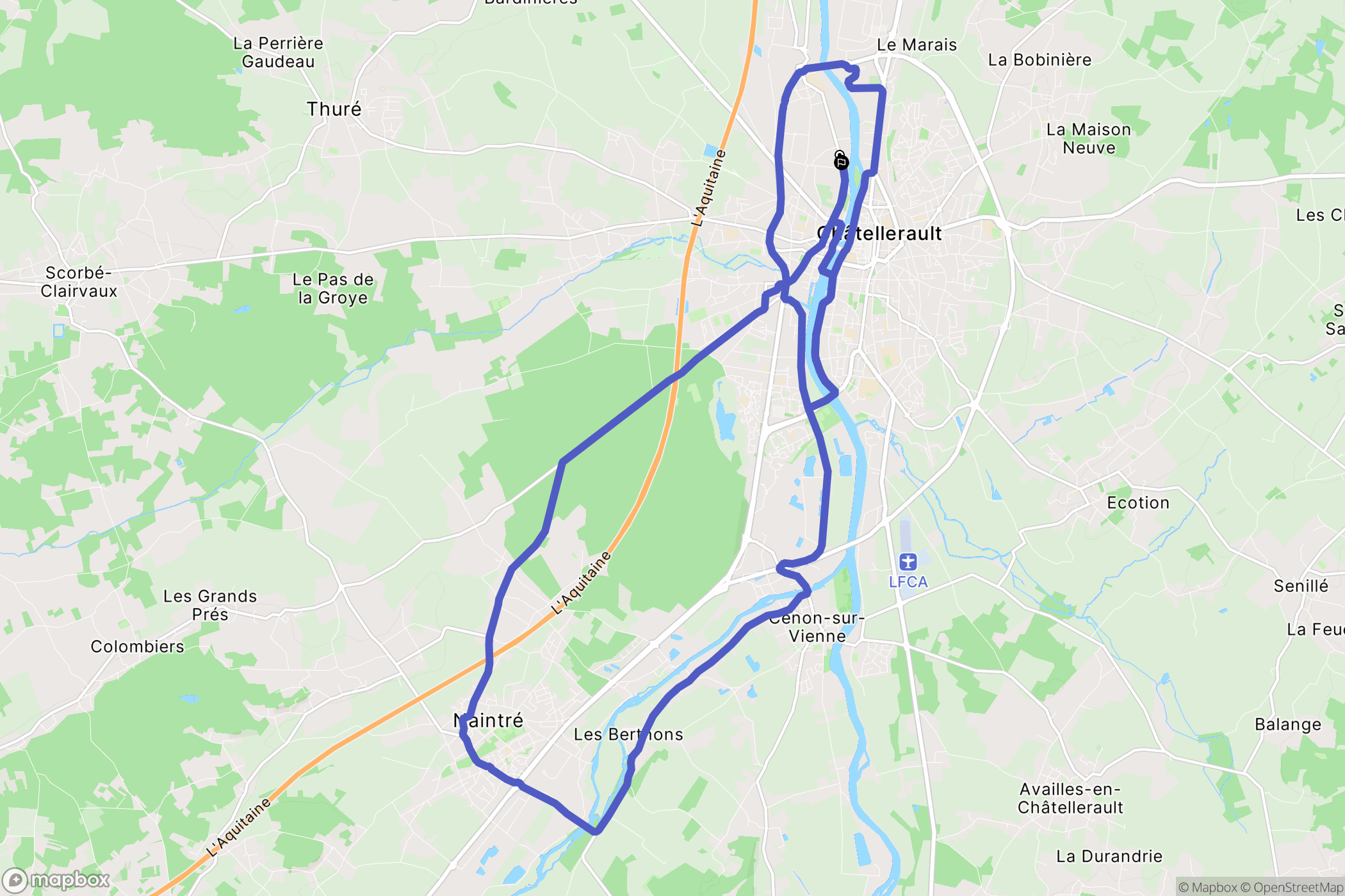 Châtellerault : carte du parcours de randonnée - France