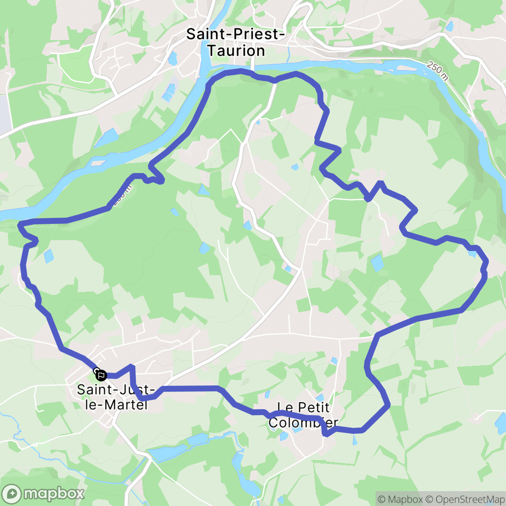 Saint-Just-le-Martel : carte du parcours de randonnée - France