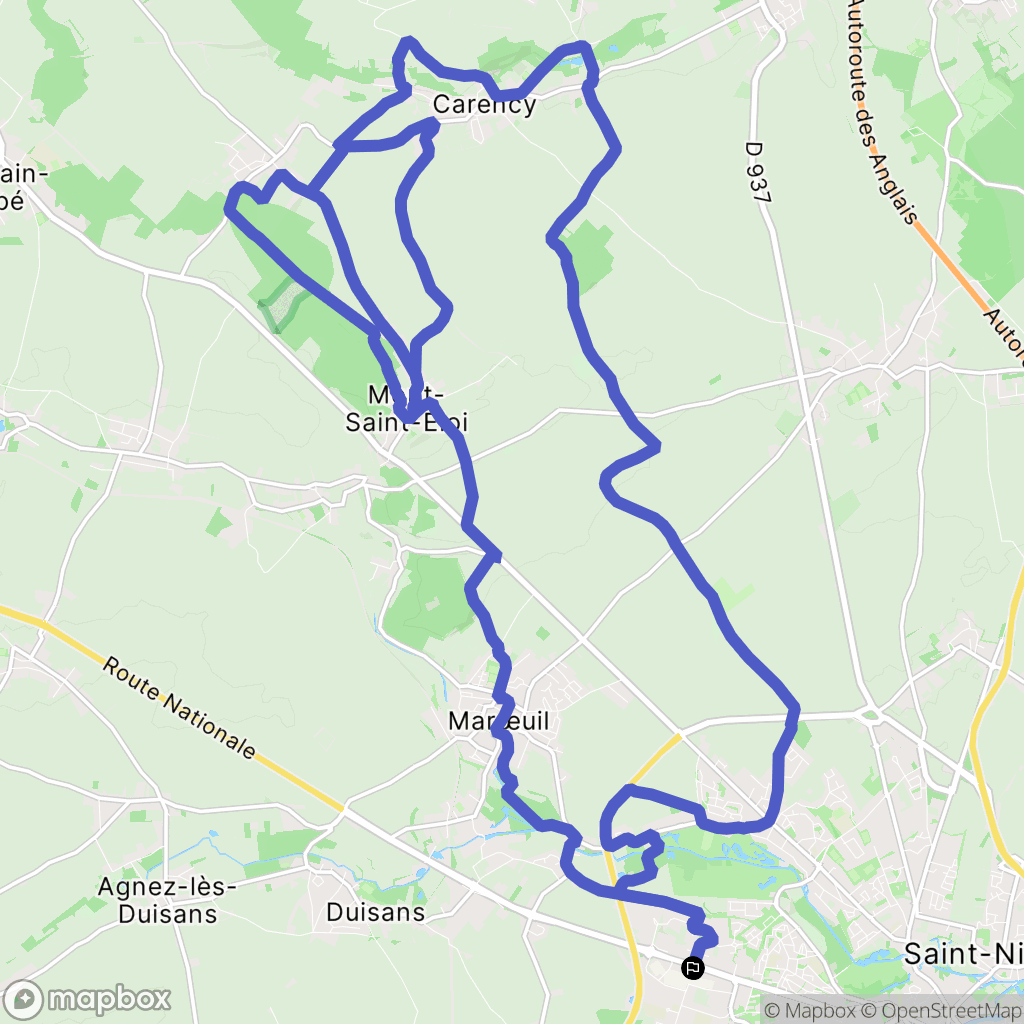 Arras : carte du parcours de randonnée - France