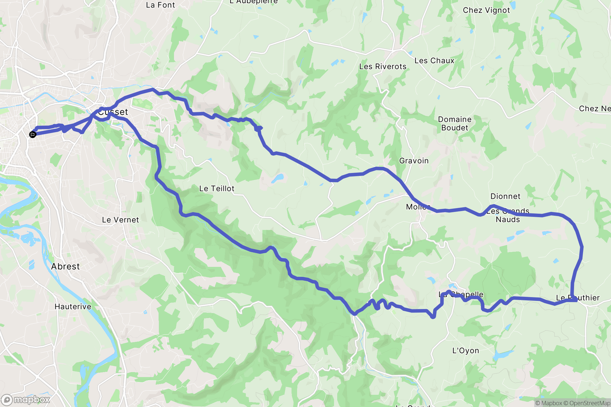 Vichy : carte du parcours de randonnée - France
