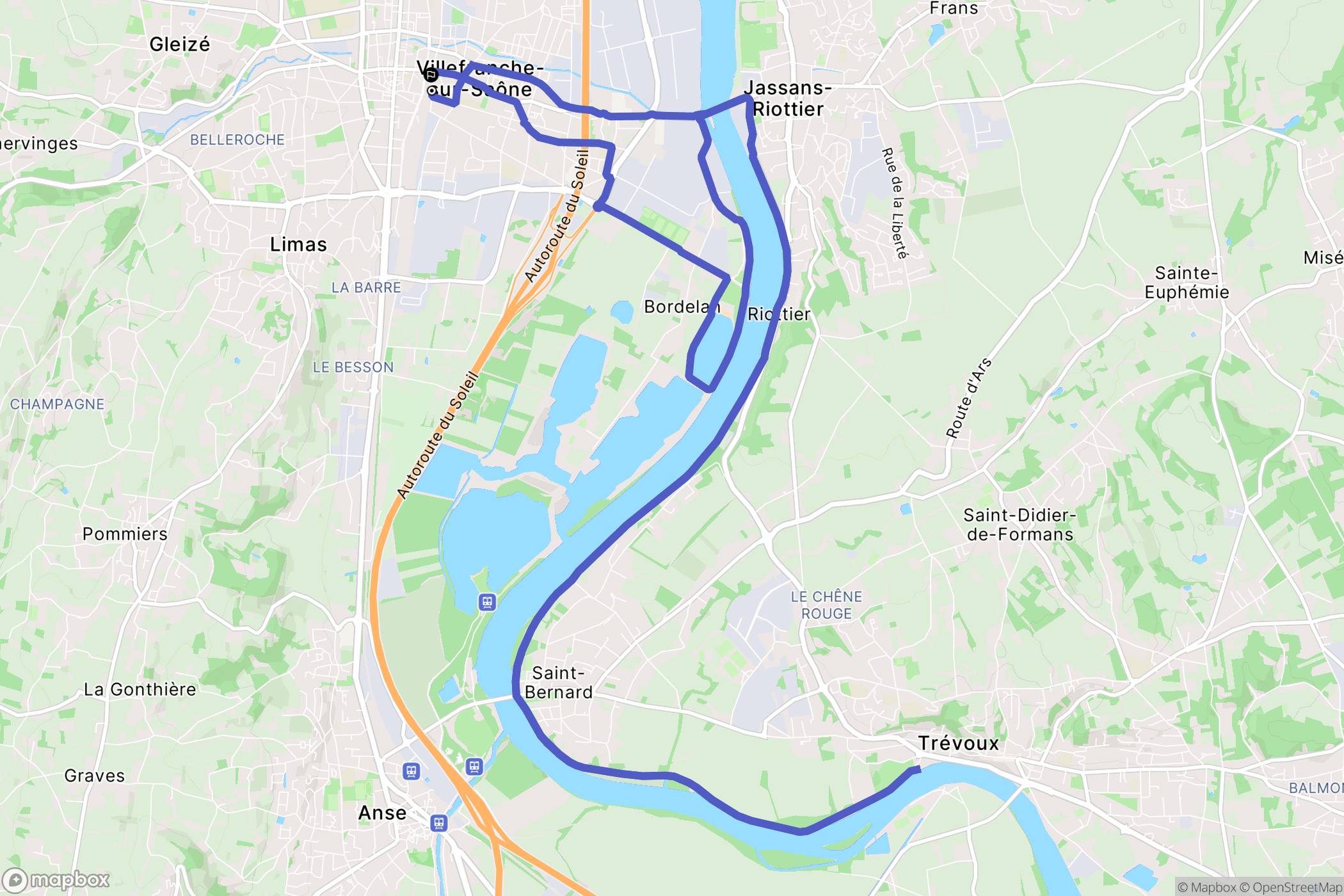 Villefranche-sur-Saône : carte du parcours de randonnée - France
