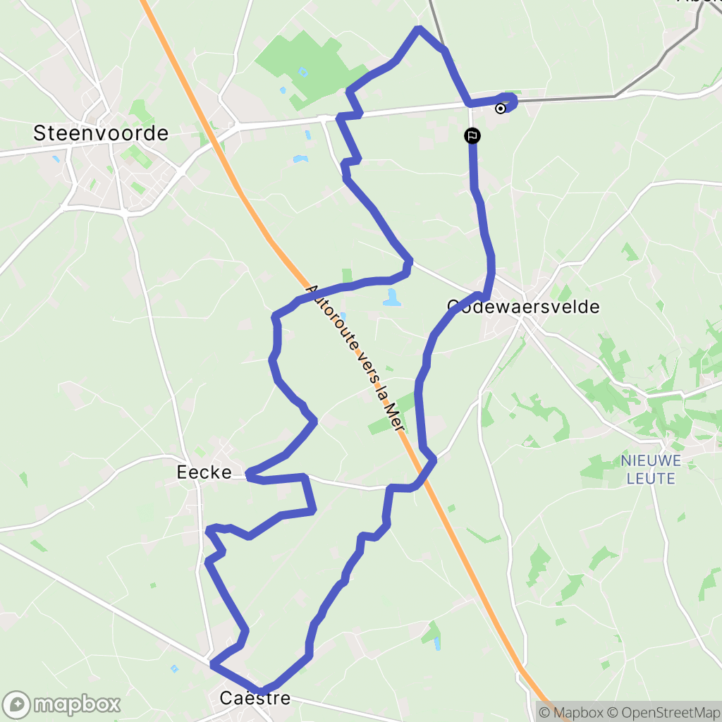 Godewaersvelde : carte du parcours de randonnée - France