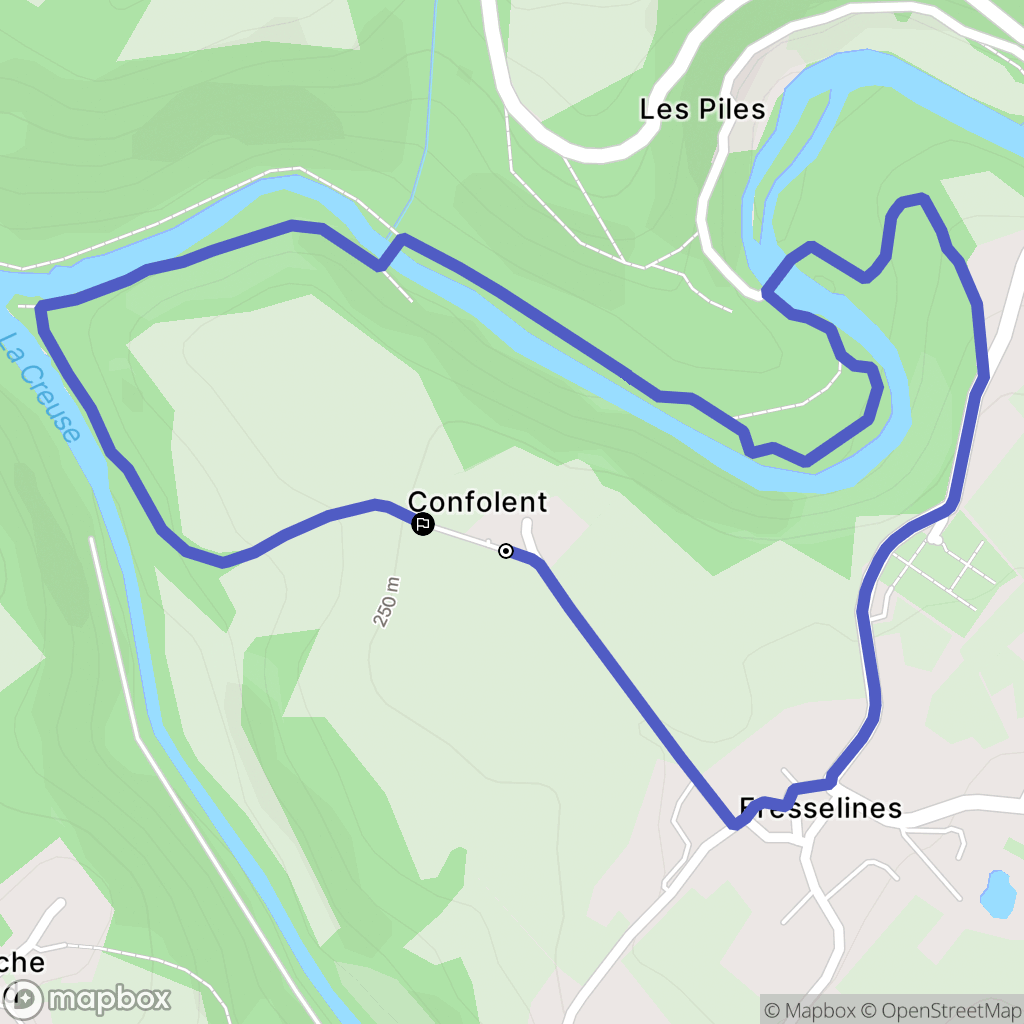 Fresselines : carte du parcours de randonnée - France