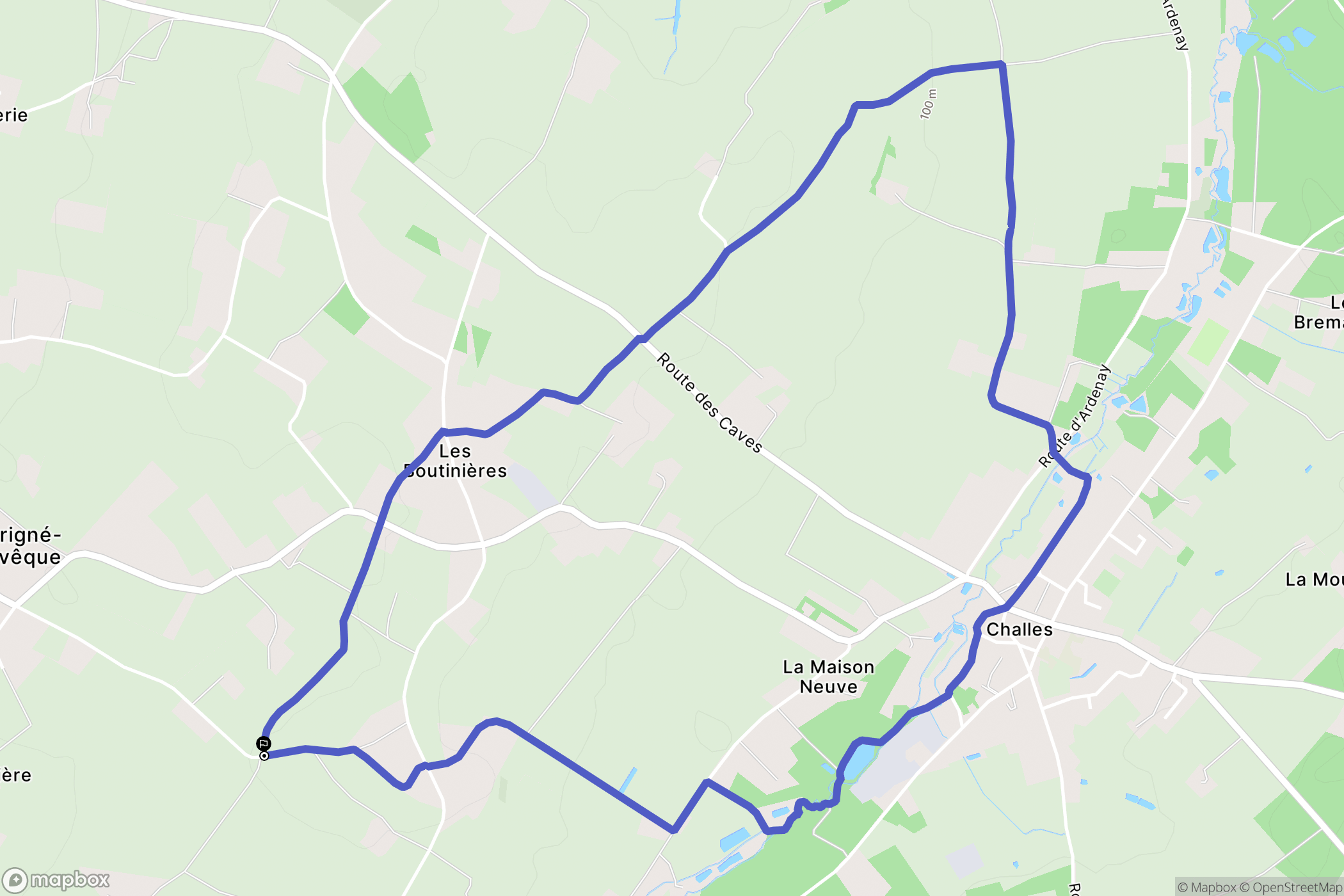 Parigné-l'Évêque : carte du parcours de randonnée - France
