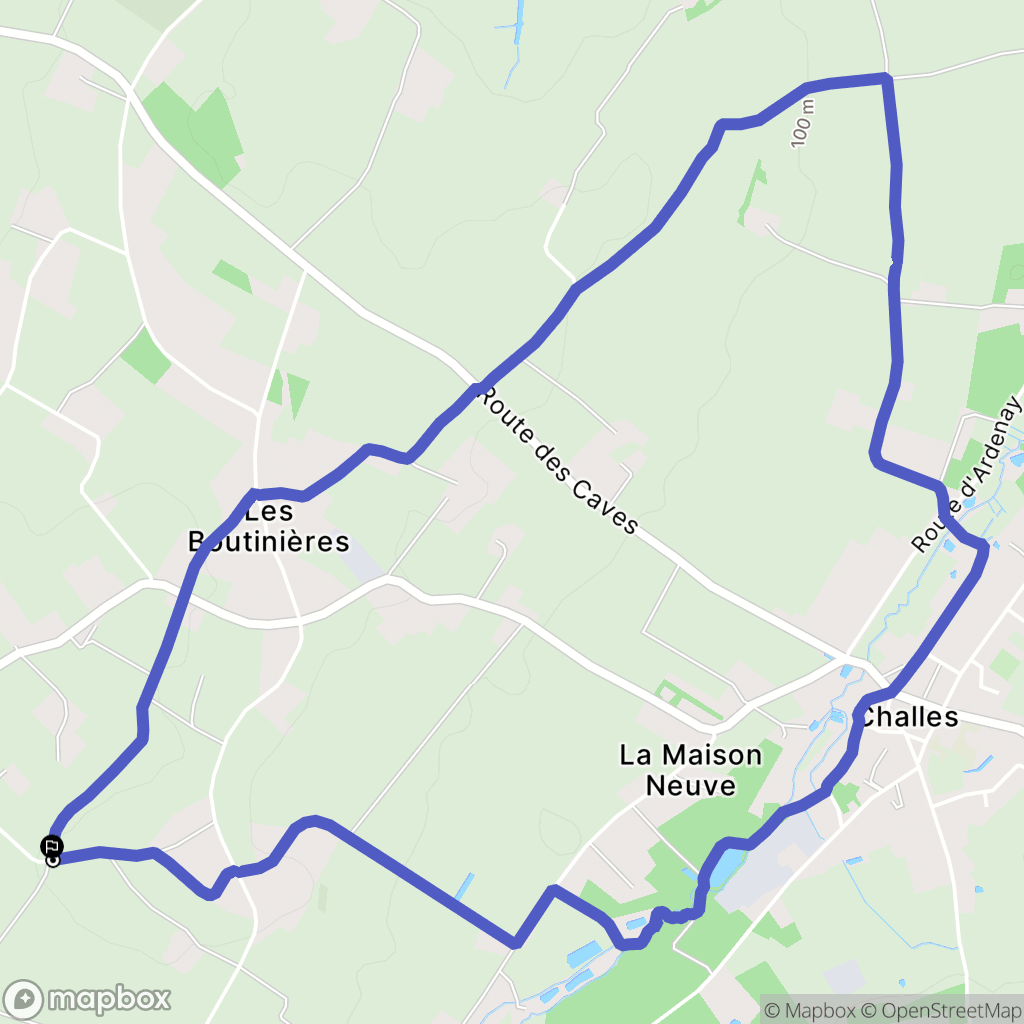 Parigné-l'Évêque : carte du parcours de randonnée - France