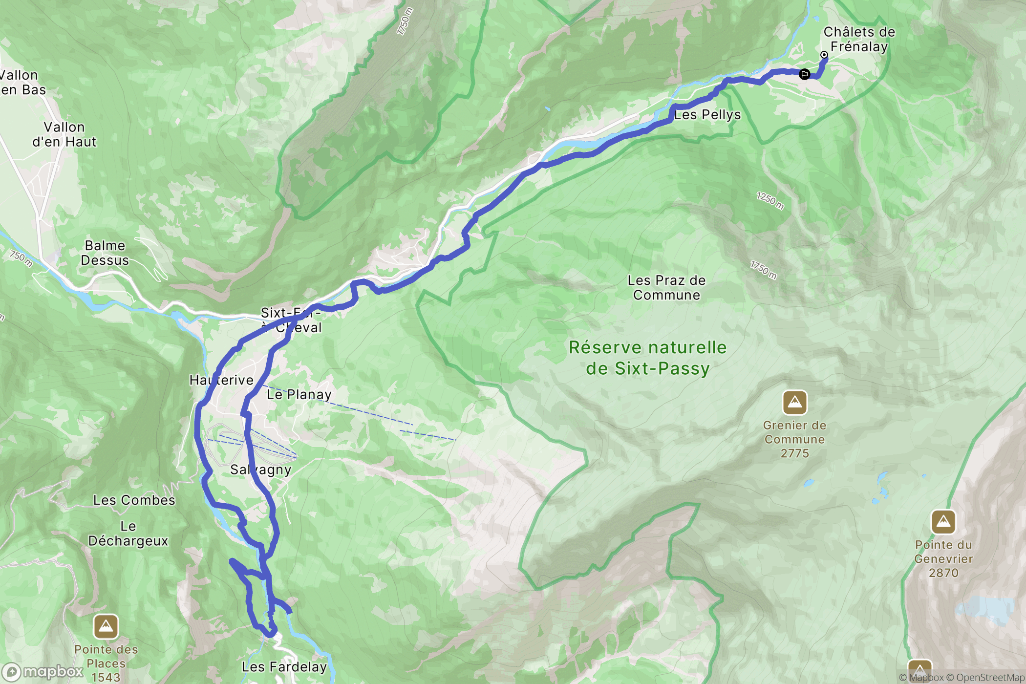 Sixt-Fer-à-Cheval : carte du parcours de randonnée - France