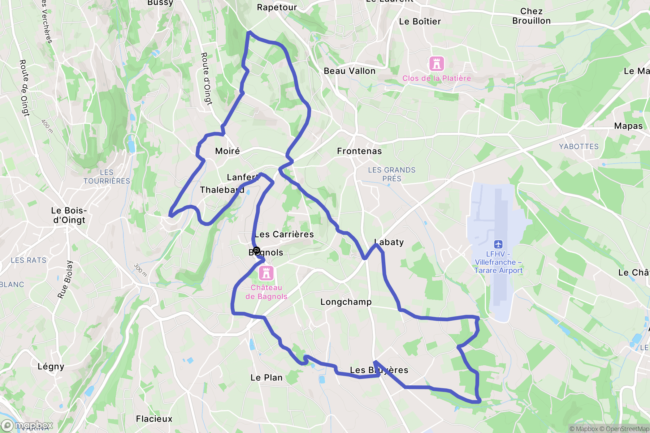 Bagnols : carte du parcours de randonnée - France