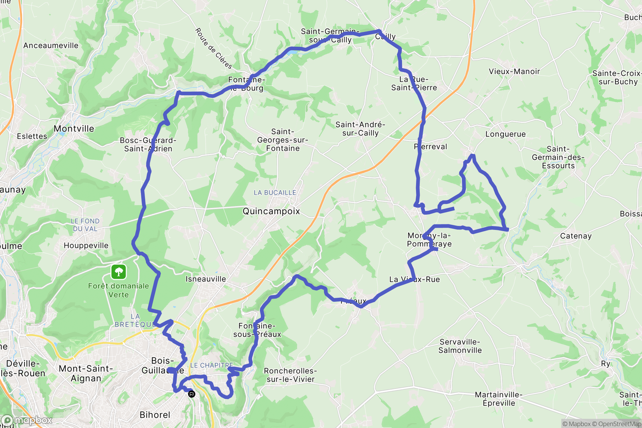 Rouen : carte du parcours de randonnée - France