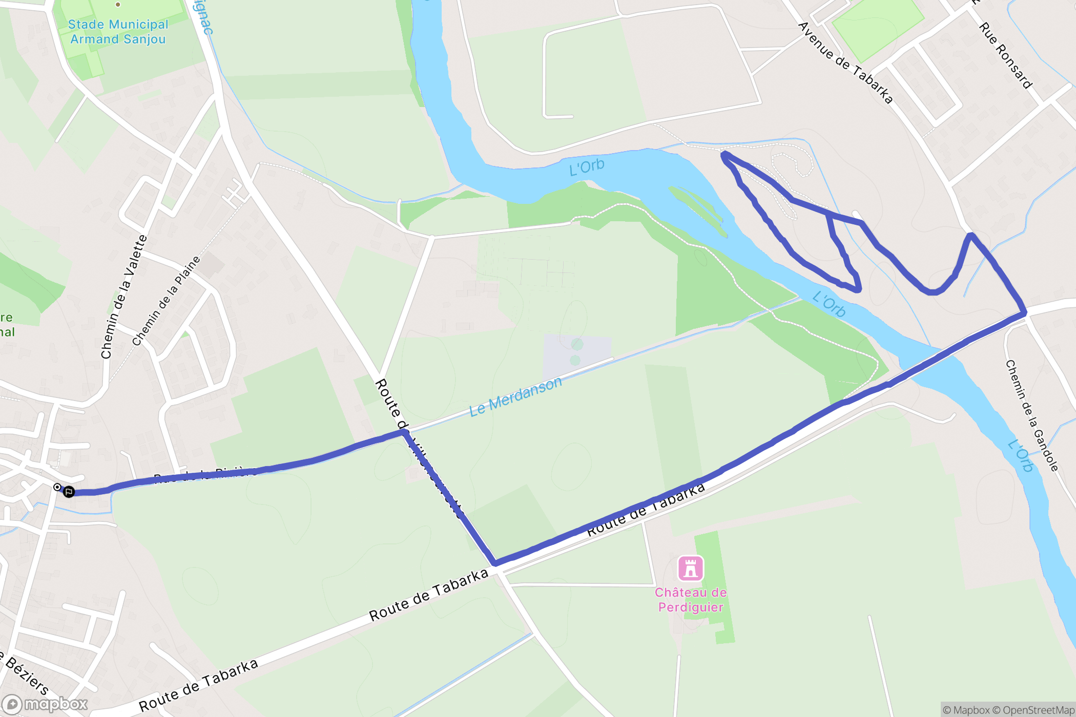 Maraussan : carte du parcours de randonnée - France