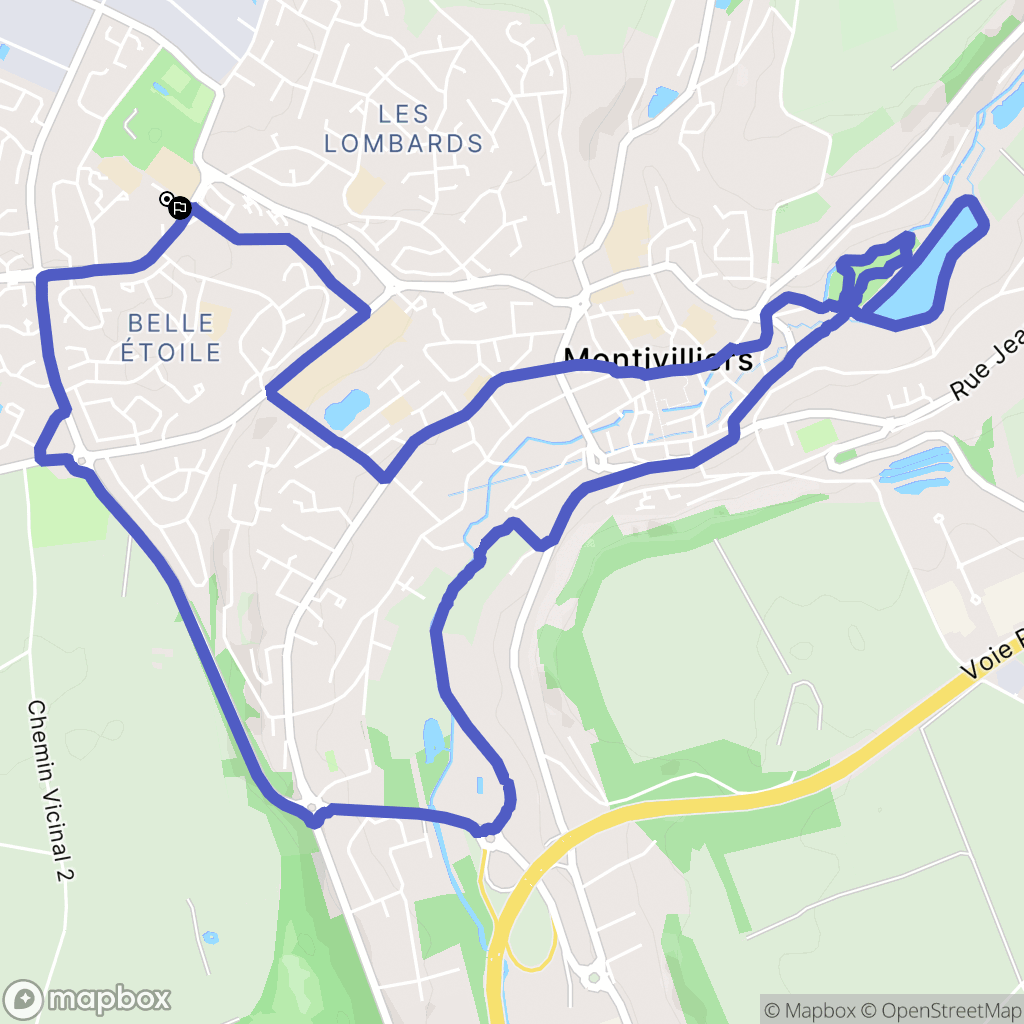 Montivilliers : carte du parcours de randonnée - France