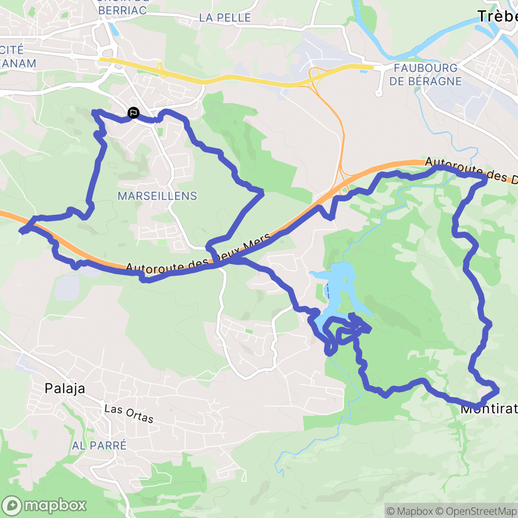 Carcassonne : carte du parcours de randonnée - France