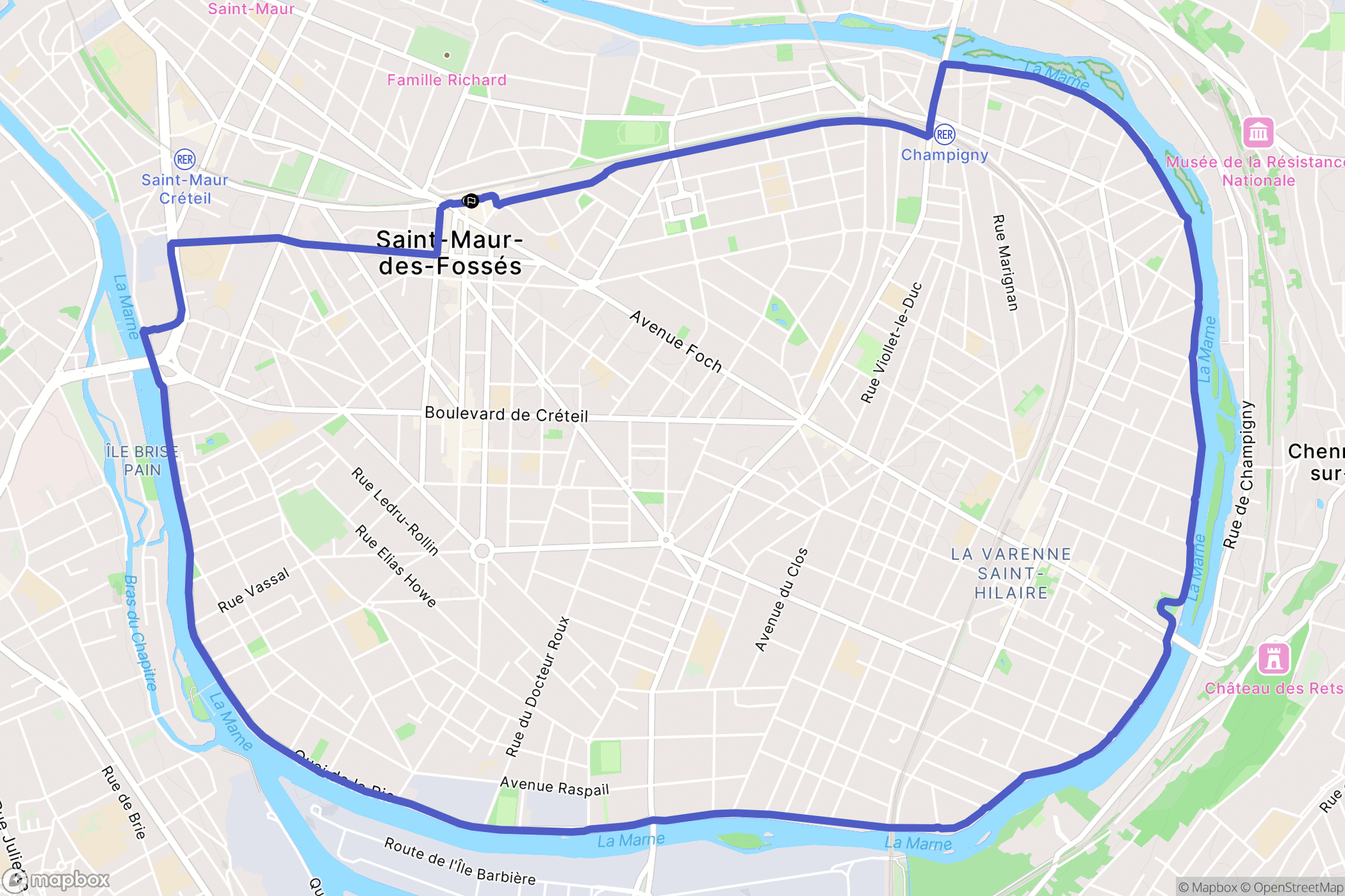 Saint-Maur-des-Fossés : carte du parcours de randonnée - France