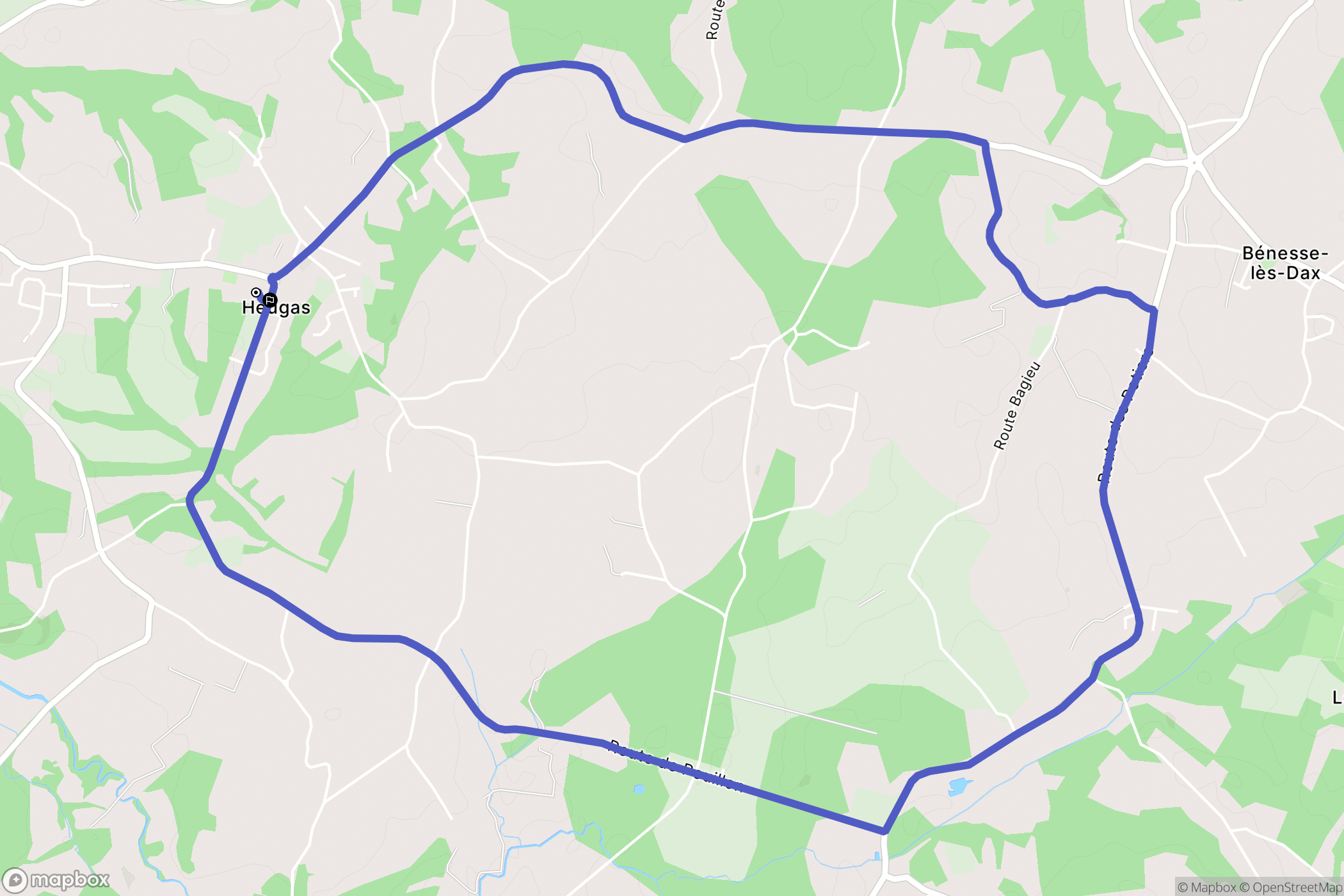 Heugas : carte du parcours de randonnée - France