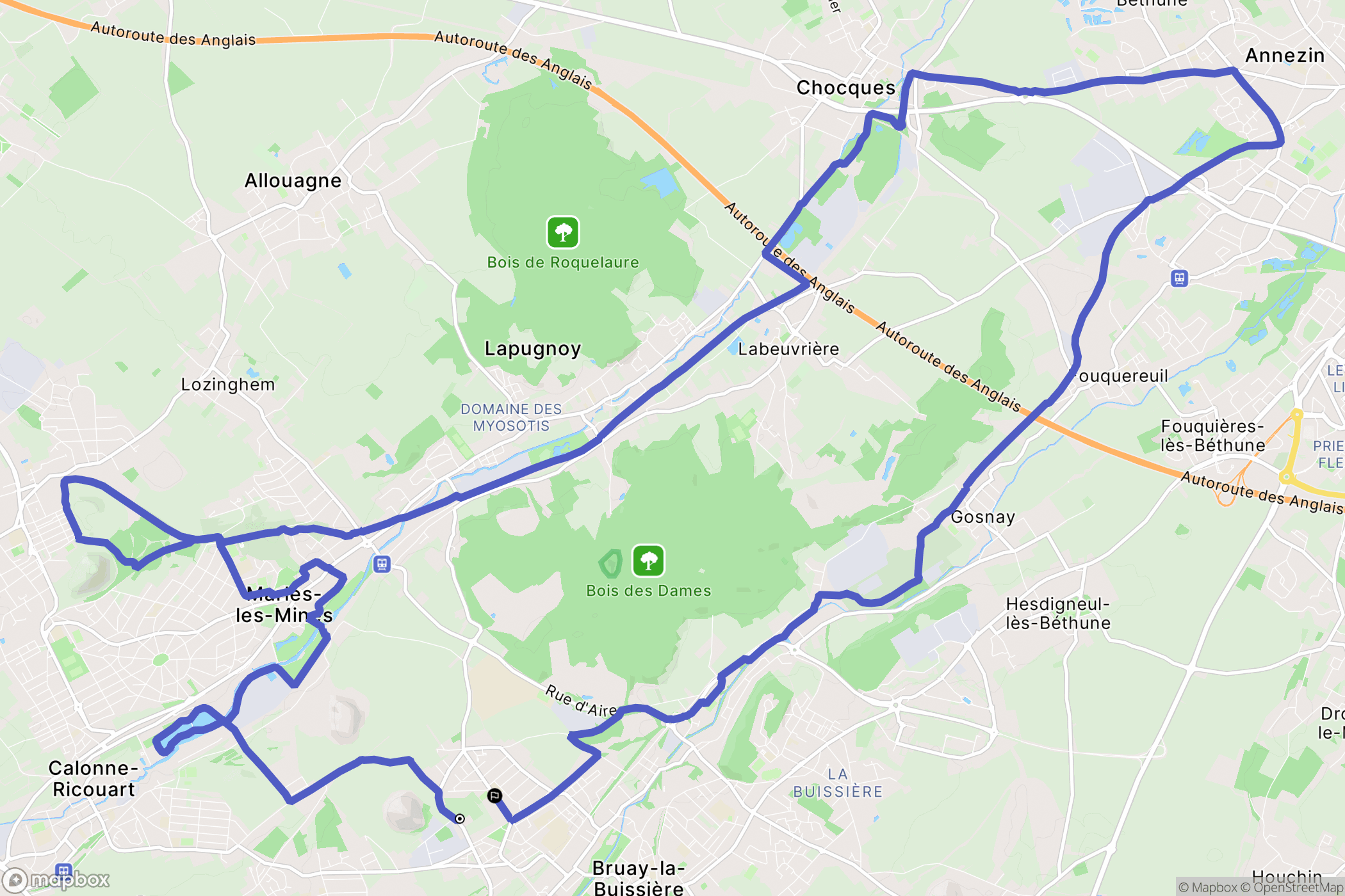 Bruay-la-Buissière : carte du parcours de randonnée - France