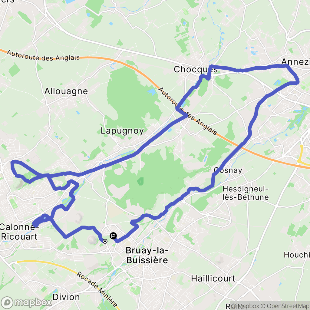 Bruay-la-Buissière : carte du parcours de randonnée - France
