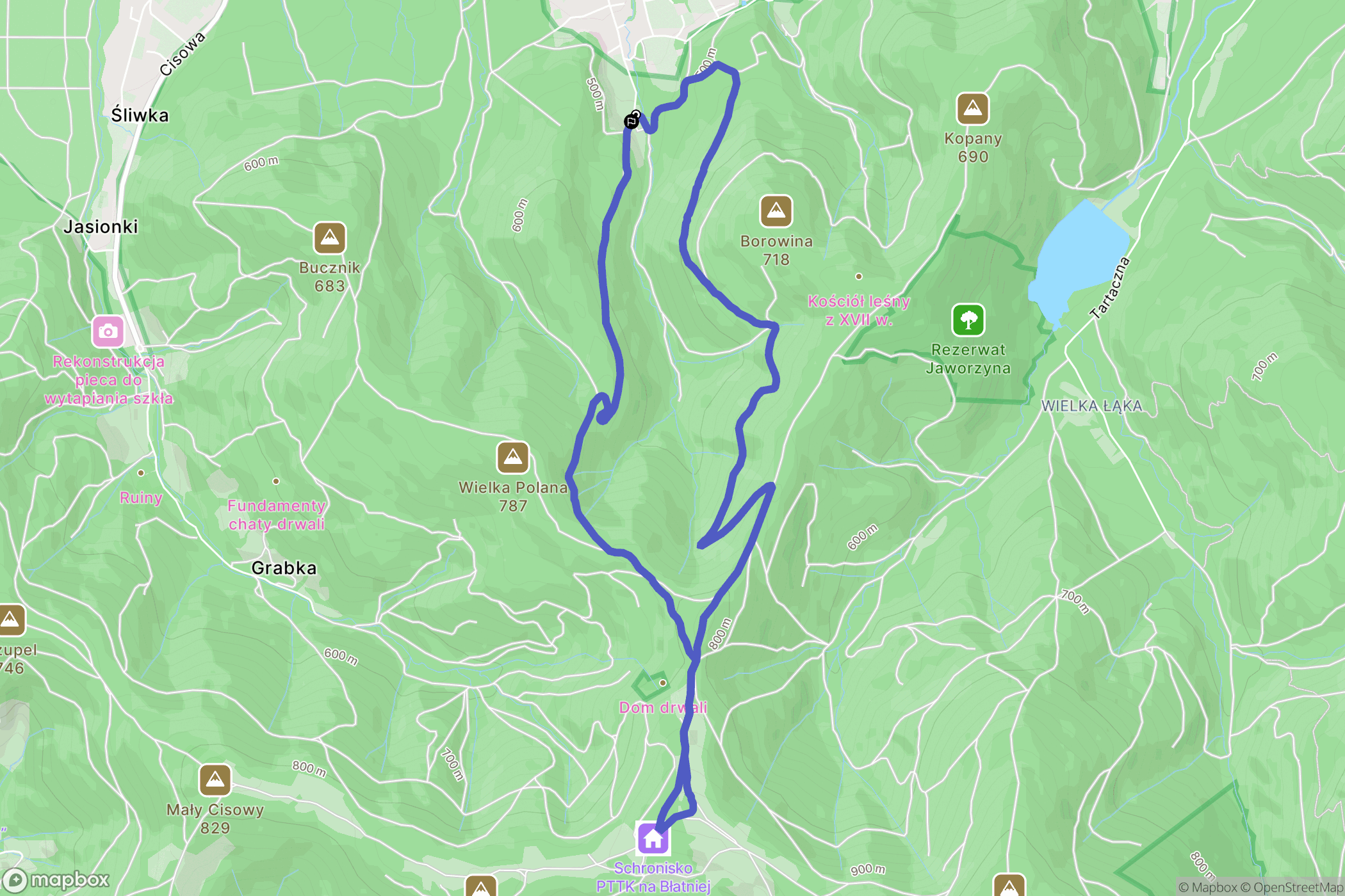 Jaworze: mapa trasy - Poland