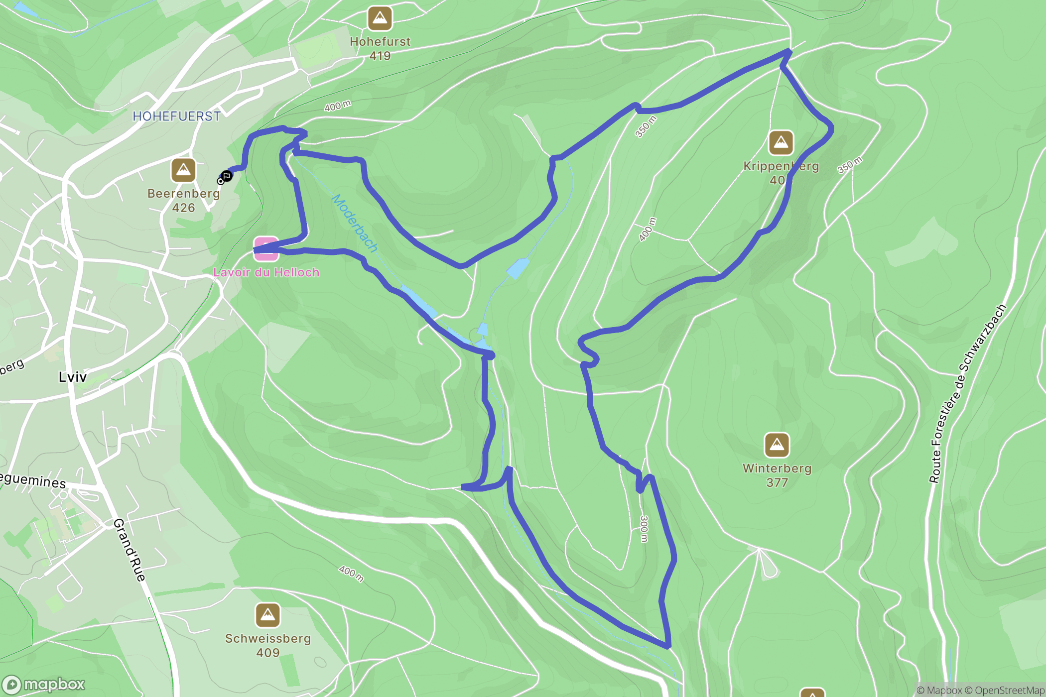 Lemberg : carte du parcours de randonnée - France