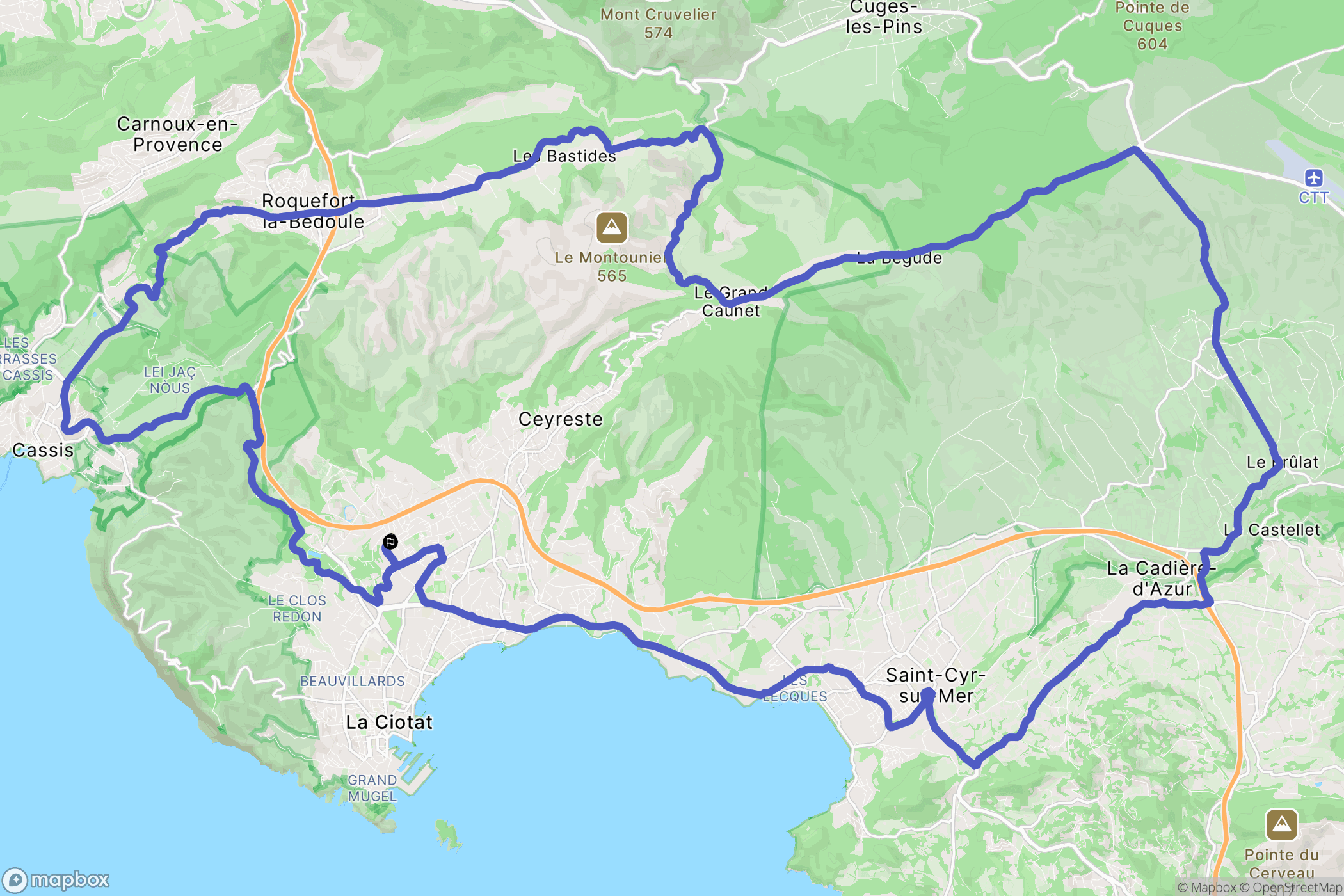 La Ciotat : carte du parcours de randonnée - France