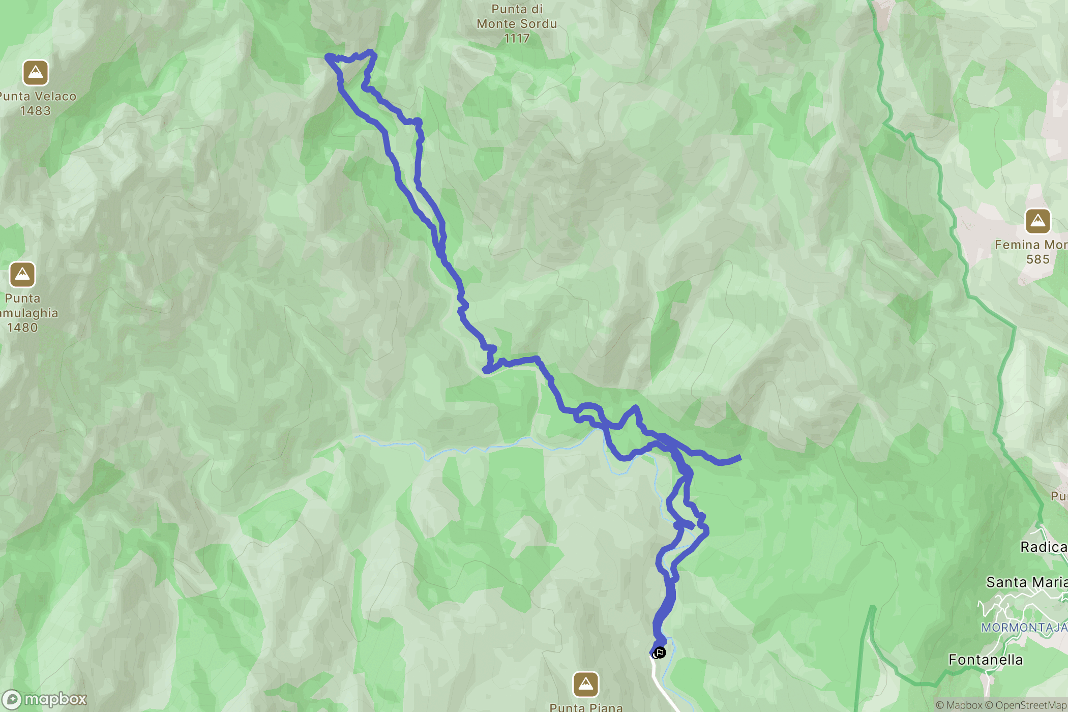 Zonza : carte du parcours de randonnée - France