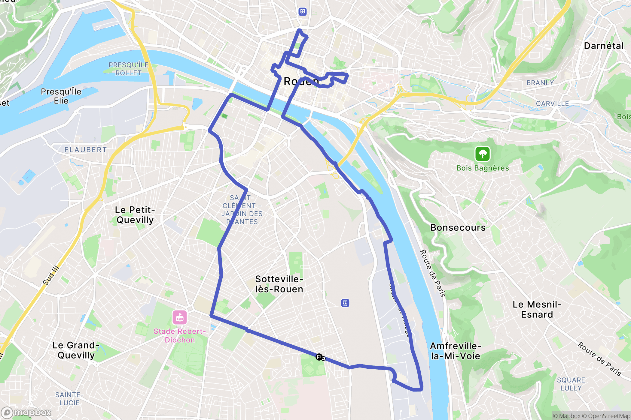 Sotteville-lès-Rouen : carte du parcours de randonnée - France