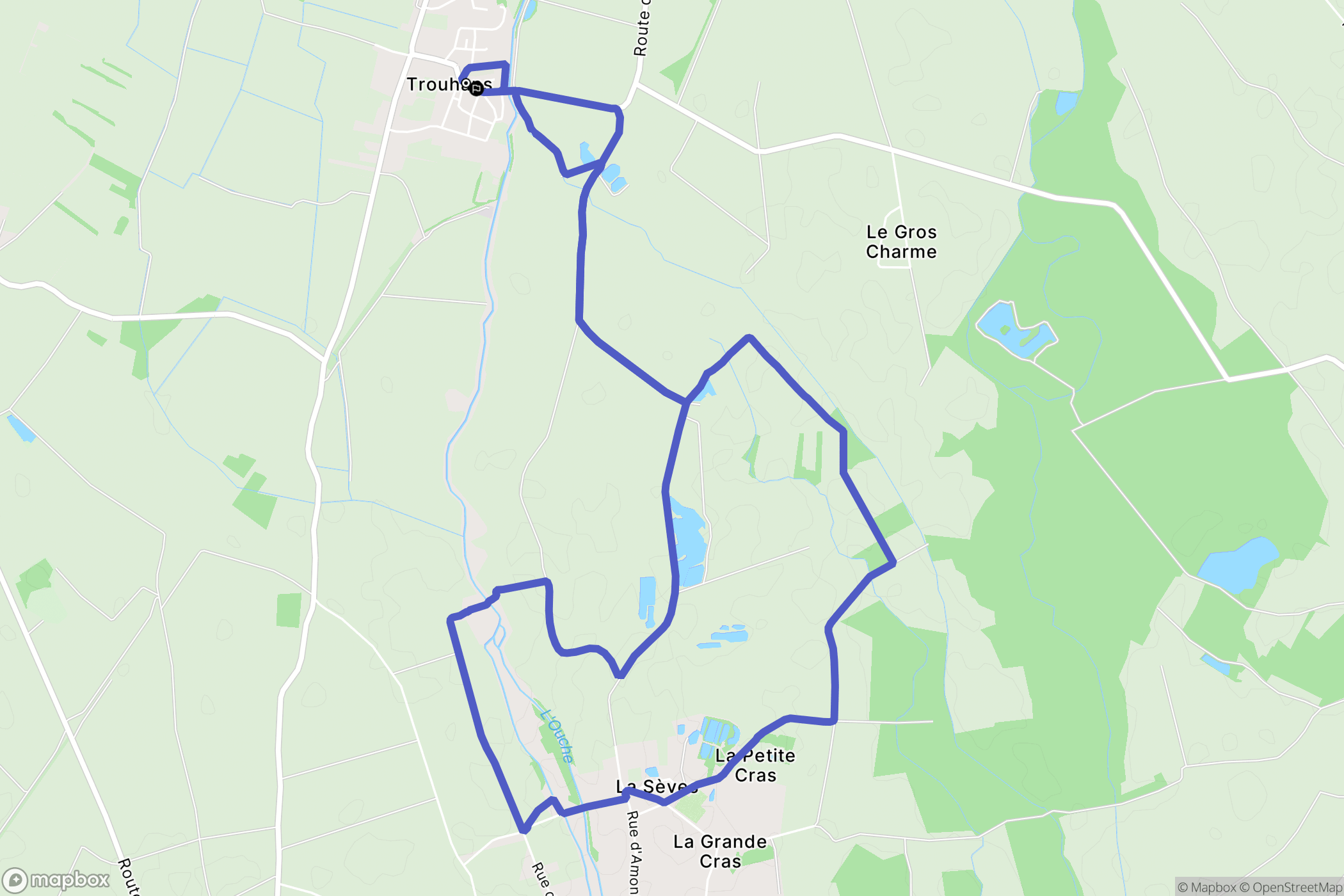 Trouhans : carte du parcours de randonnée - France