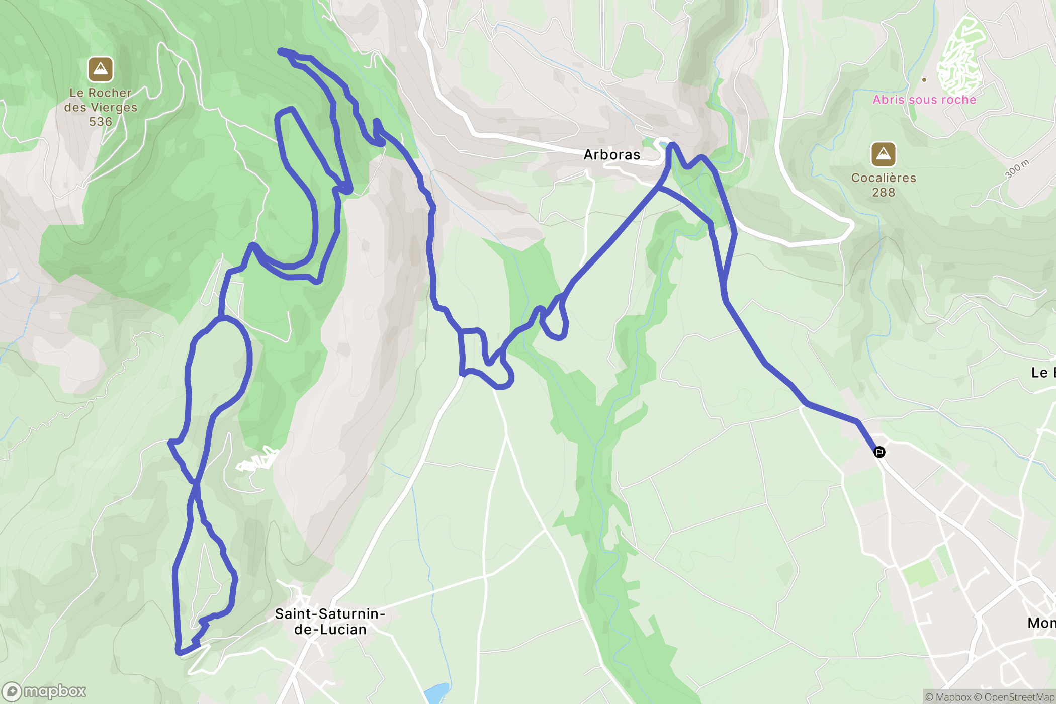 Montpeyroux : carte du parcours de randonnée - France