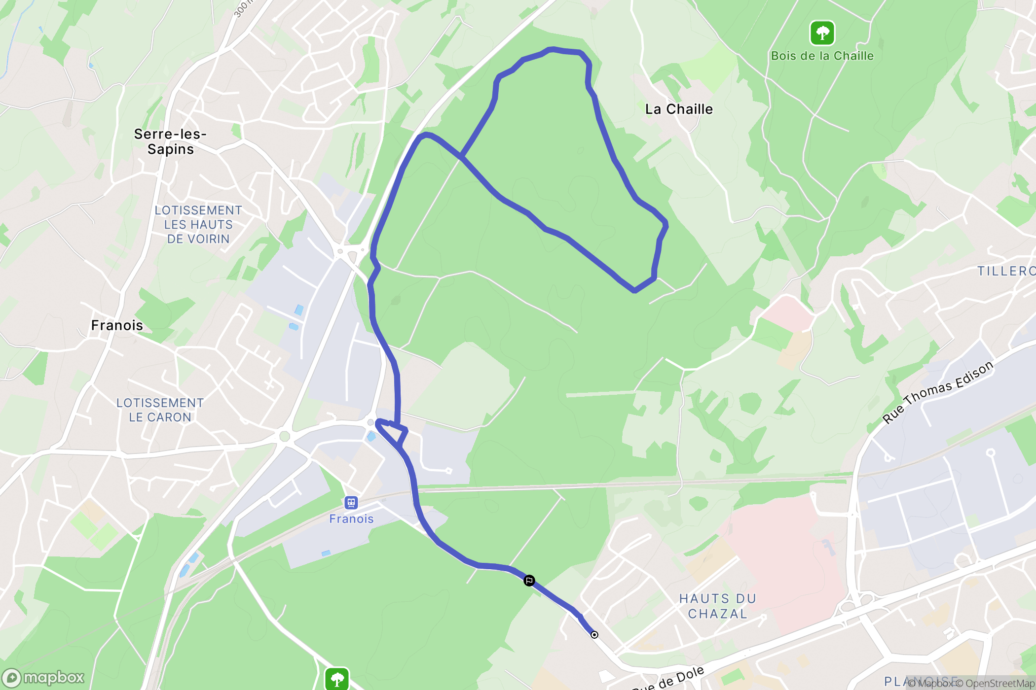 Besançon : carte du parcours de randonnée - France