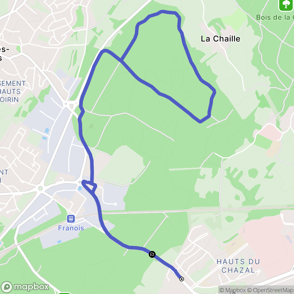 Besançon : carte du parcours de randonnée - France