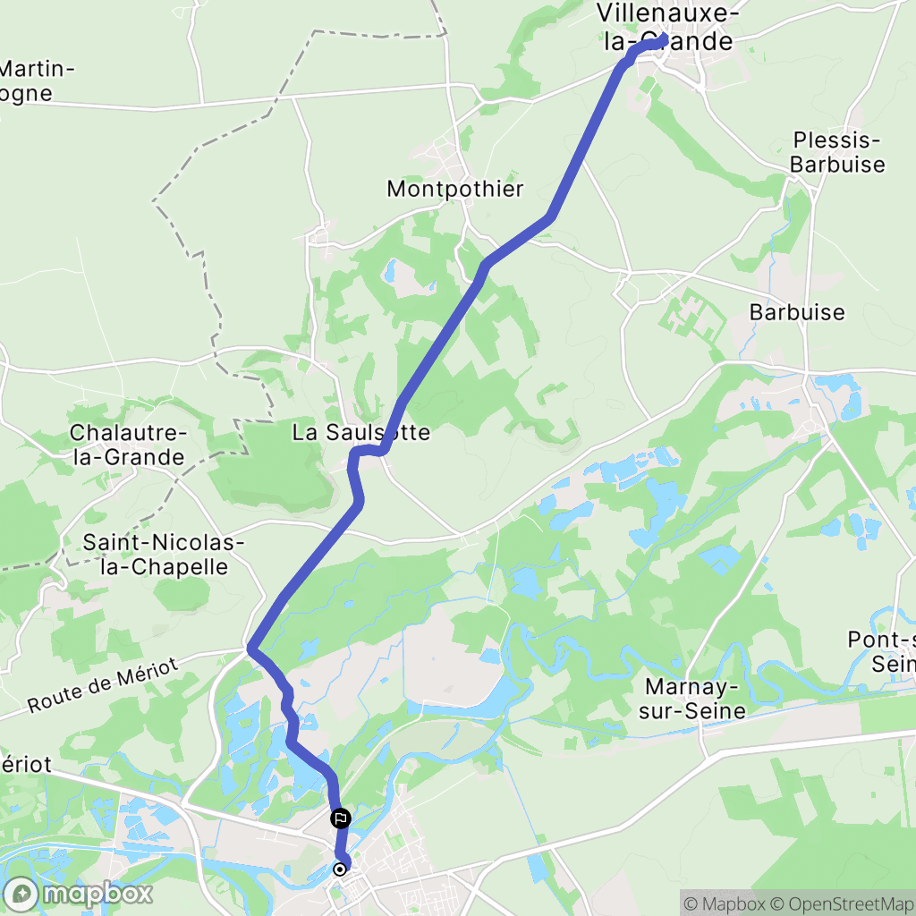 Nogent-sur-Seine : carte du parcours de randonnée - France