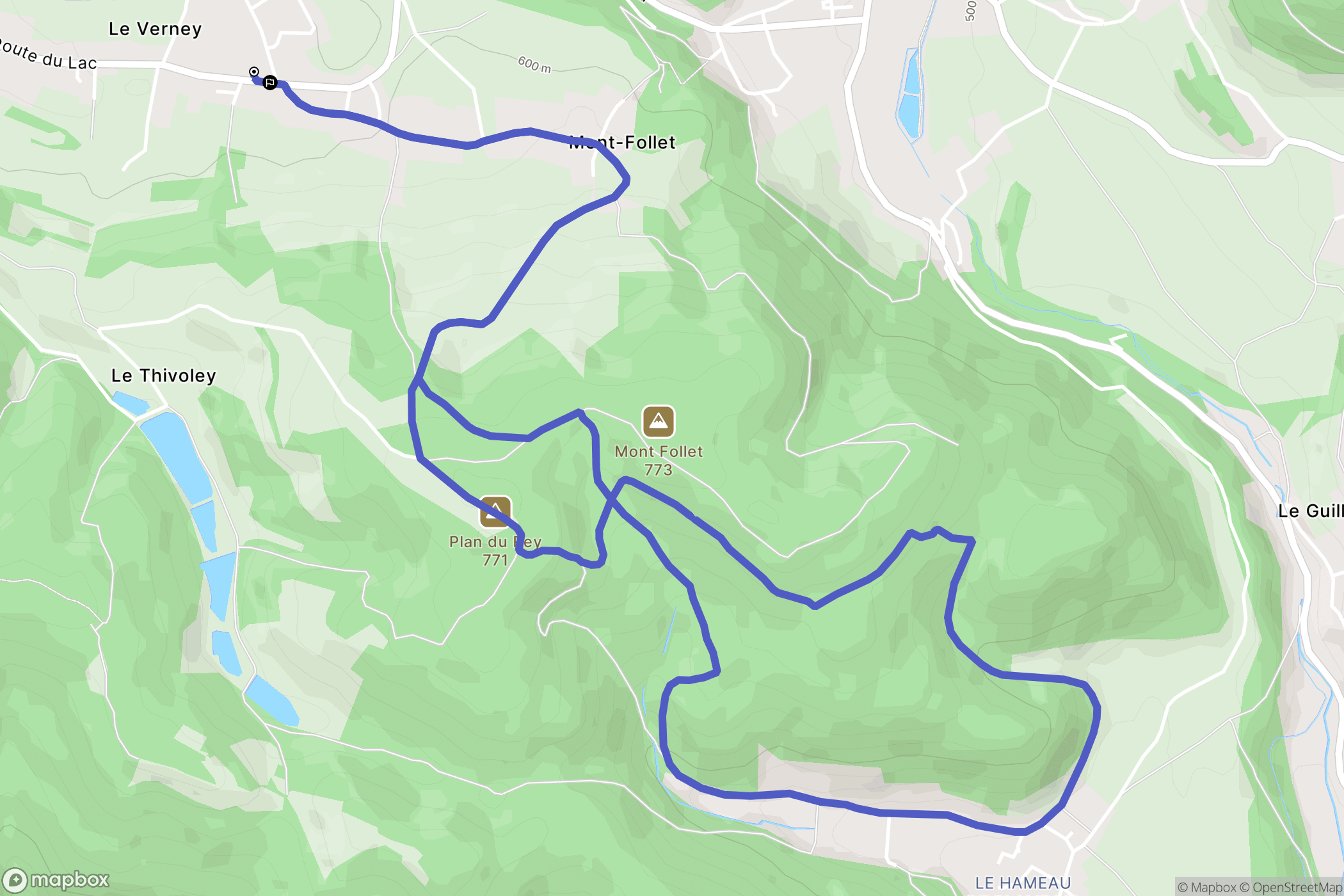 Oyeu : carte du parcours de randonnée - France