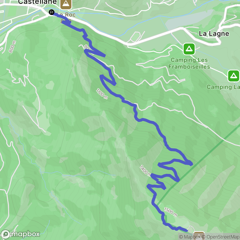 Castellane : carte du parcours de randonnée - France