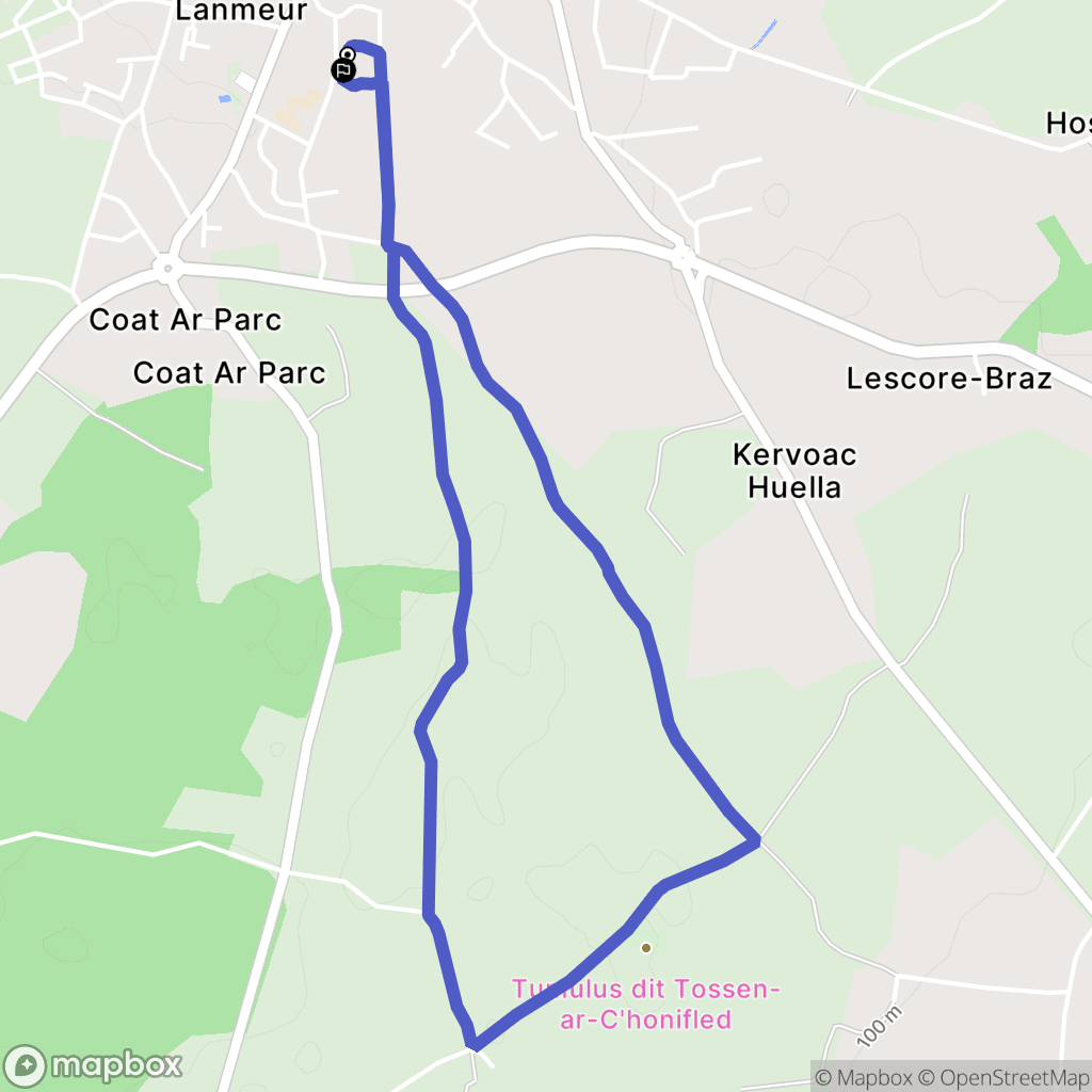 Lanmeur : carte du parcours de randonnée - France