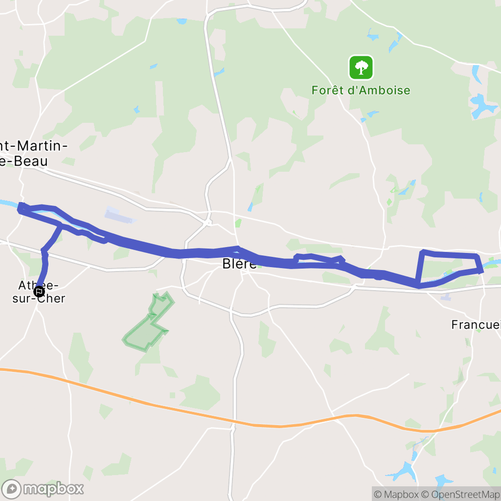 Athée-sur-Cher : carte du parcours de randonnée - France