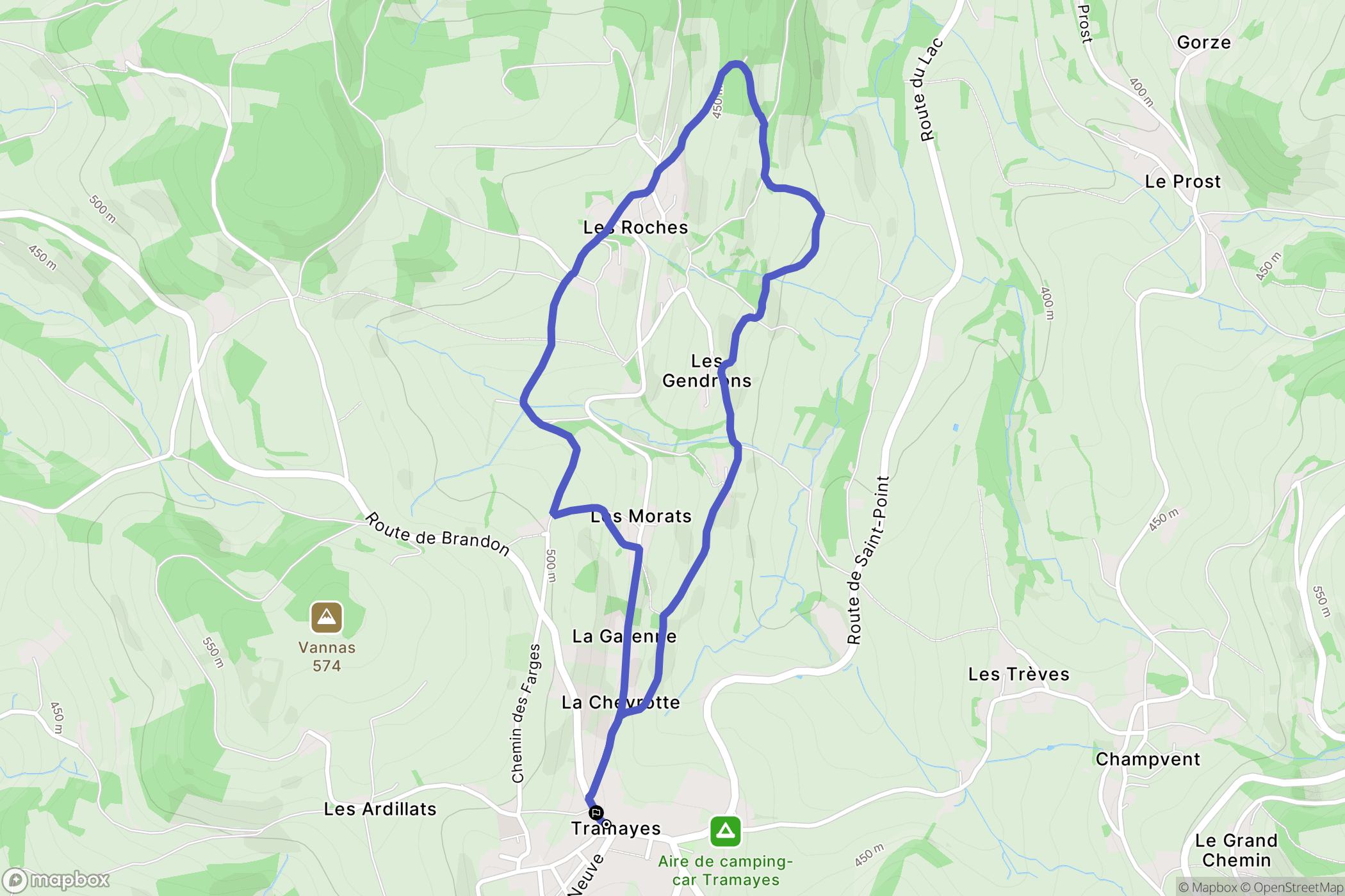 Tramayes : carte du parcours de randonnée - France
