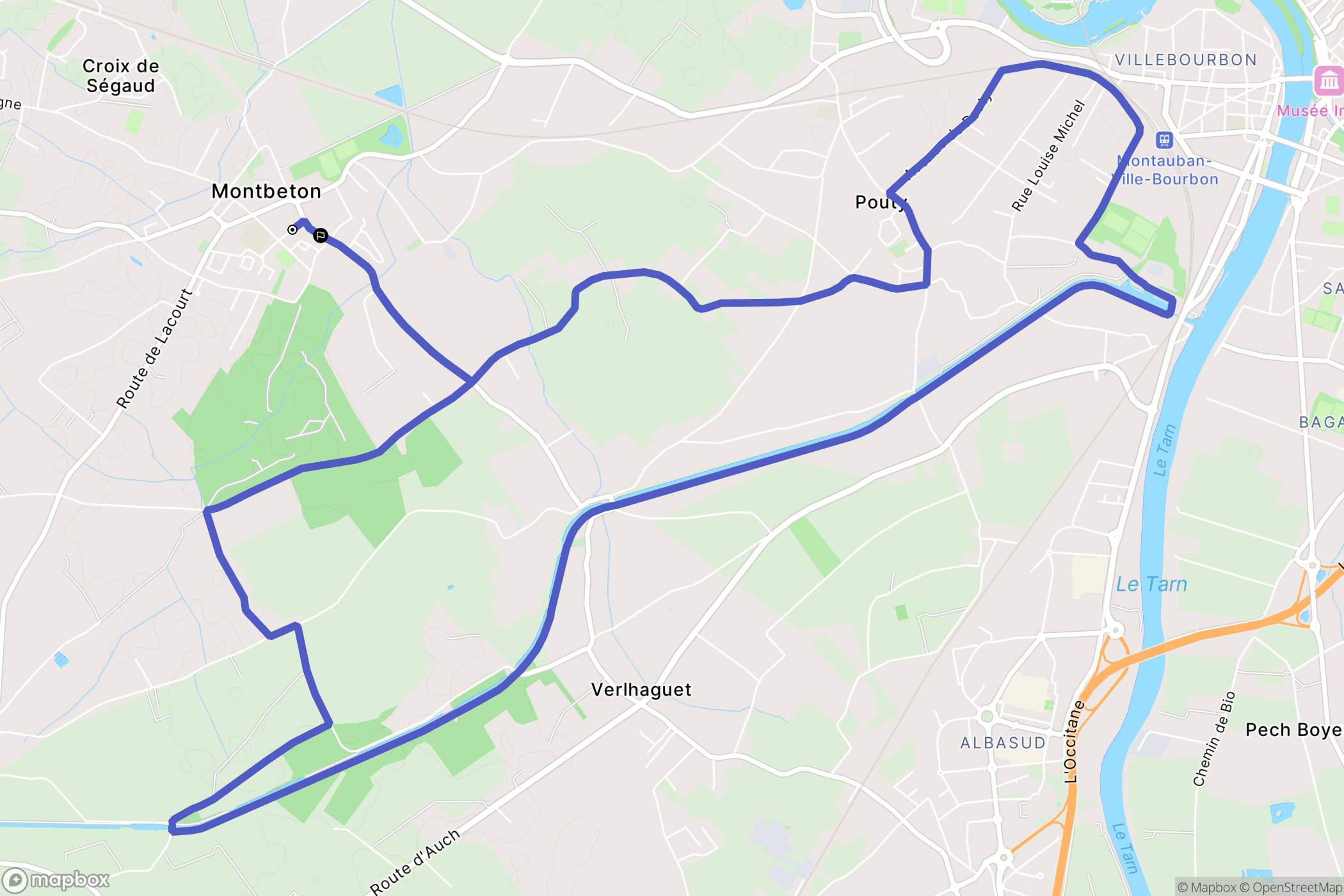 Montbeton : carte du parcours de randonnée - France