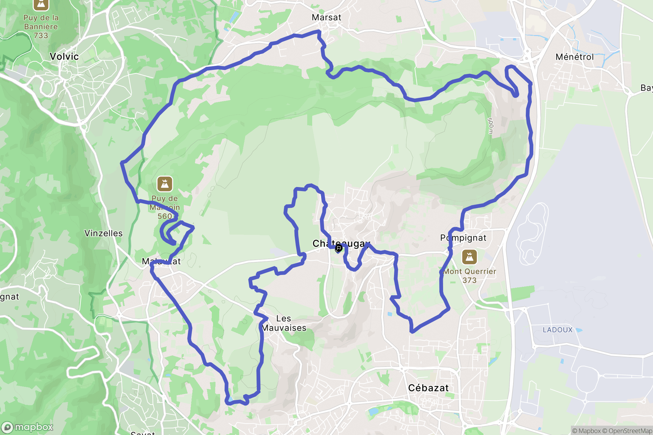 Châteaugay : carte du parcours de randonnée - France